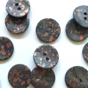 18mm - Matt Grey with Metallic Copper Splats Button