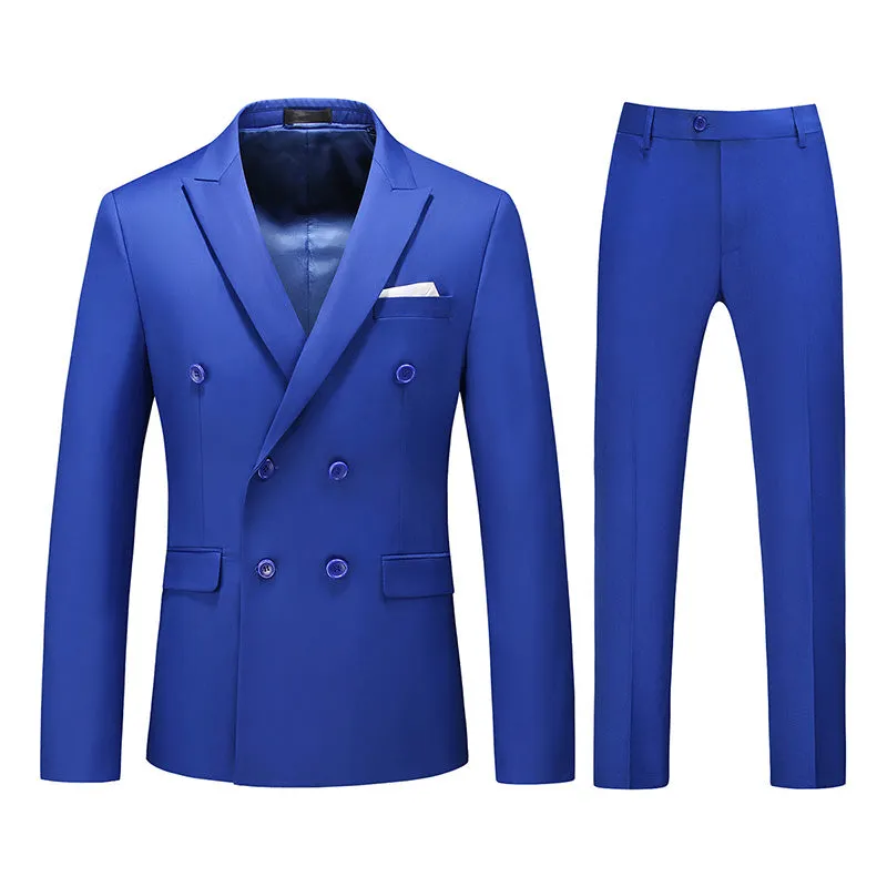 2 Pieces Men Suit Gentleman Classic Business Casual Suits Fashion Wedding Blazers Pants Set Solid Color Spring Autumn