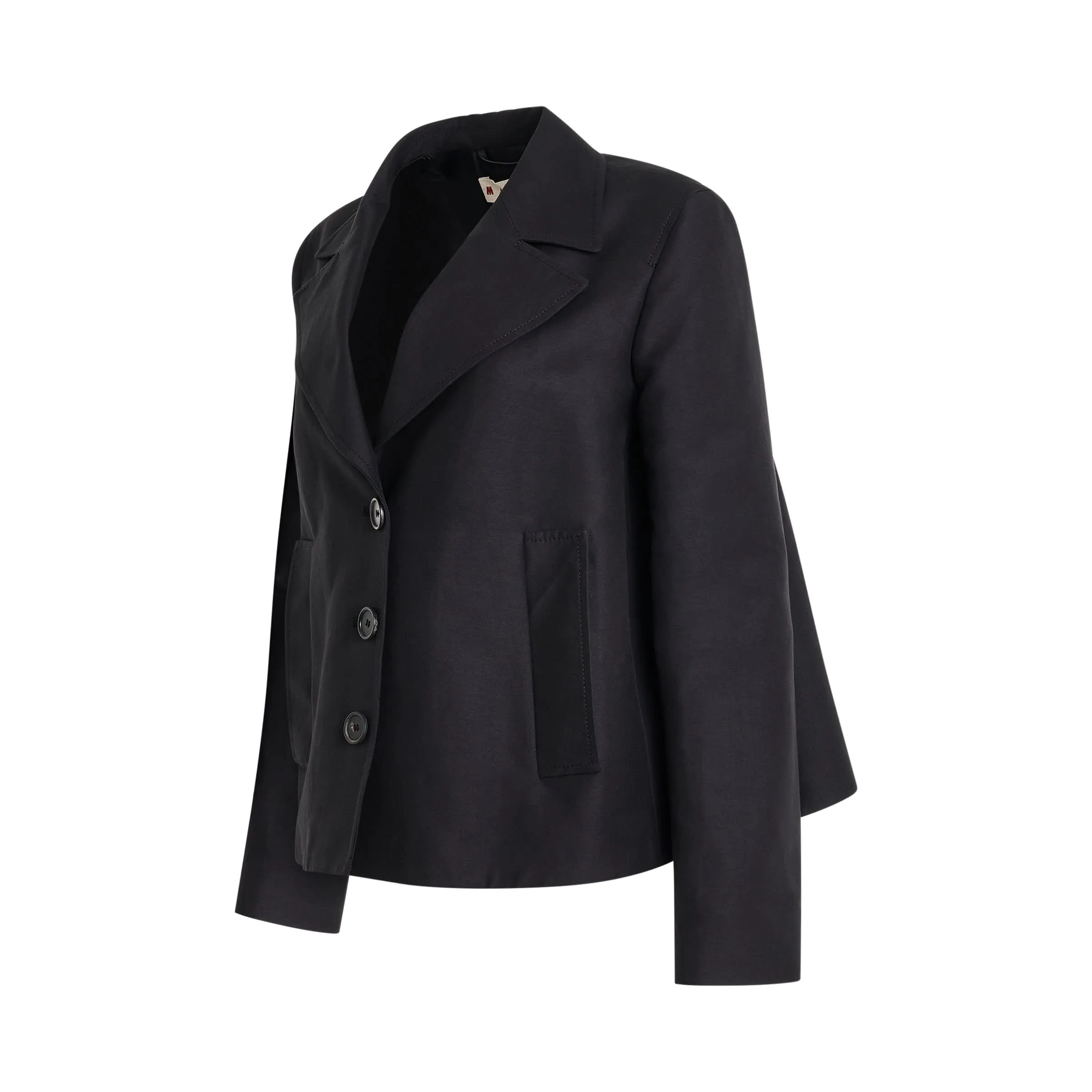 3 Button Flared Jacket in Black