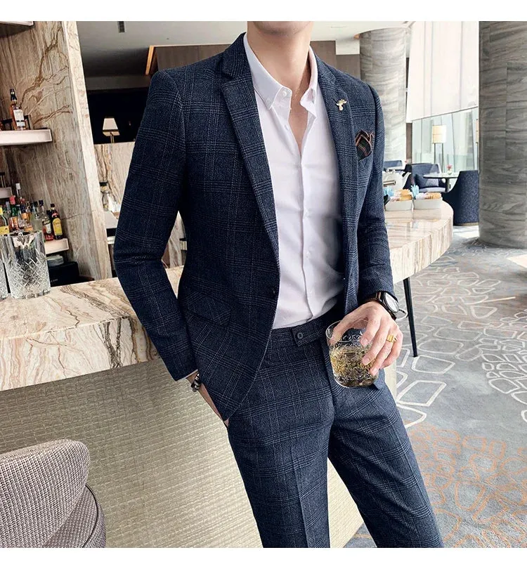 Aidase Boutique Plus Size 7XL Men's Blazer Fashion Business Italian Style Linen Leisure Wedding for Office Workers Assembling A Blazer