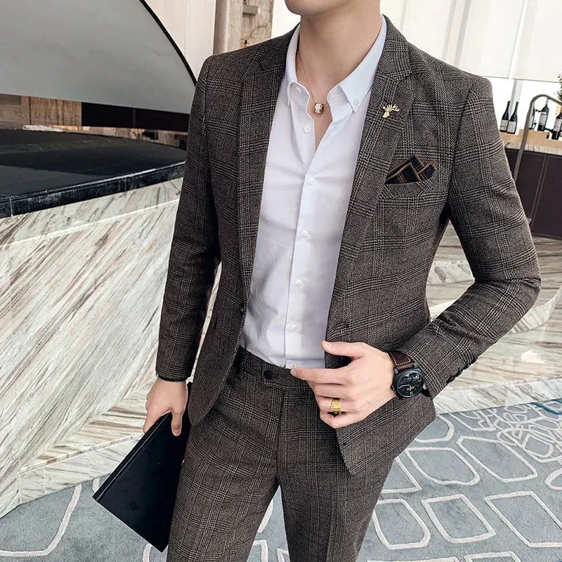 Aidase Boutique Plus Size 7XL Men's Blazer Fashion Business Italian Style Linen Leisure Wedding for Office Workers Assembling A Blazer