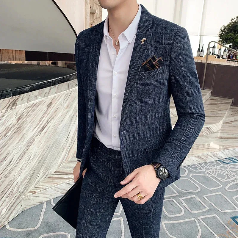 Aidase Boutique Plus Size 7XL Men's Blazer Fashion Business Italian Style Linen Leisure Wedding for Office Workers Assembling A Blazer