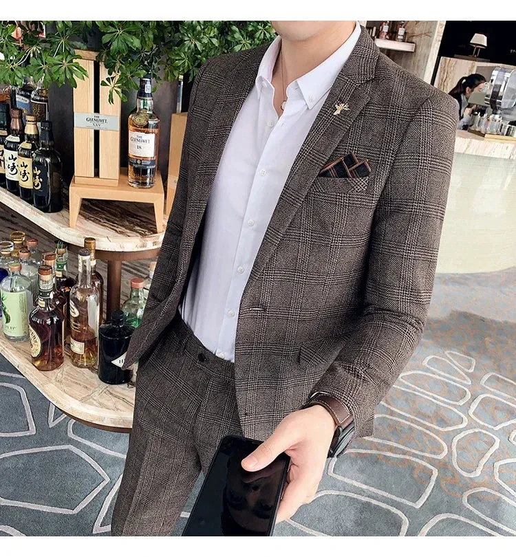 Aidase Boutique Plus Size 7XL Men's Blazer Fashion Business Italian Style Linen Leisure Wedding for Office Workers Assembling A Blazer