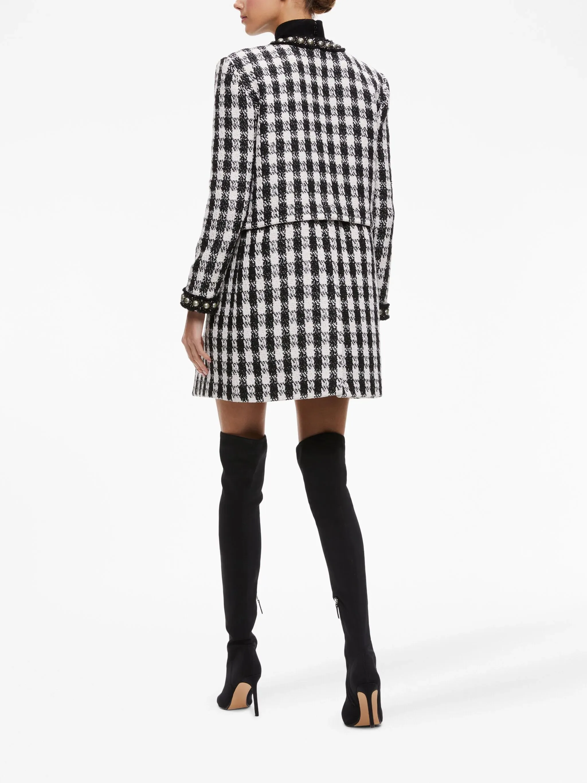 Alice   Olivia Deon Detachable Panel Tweed Jacket