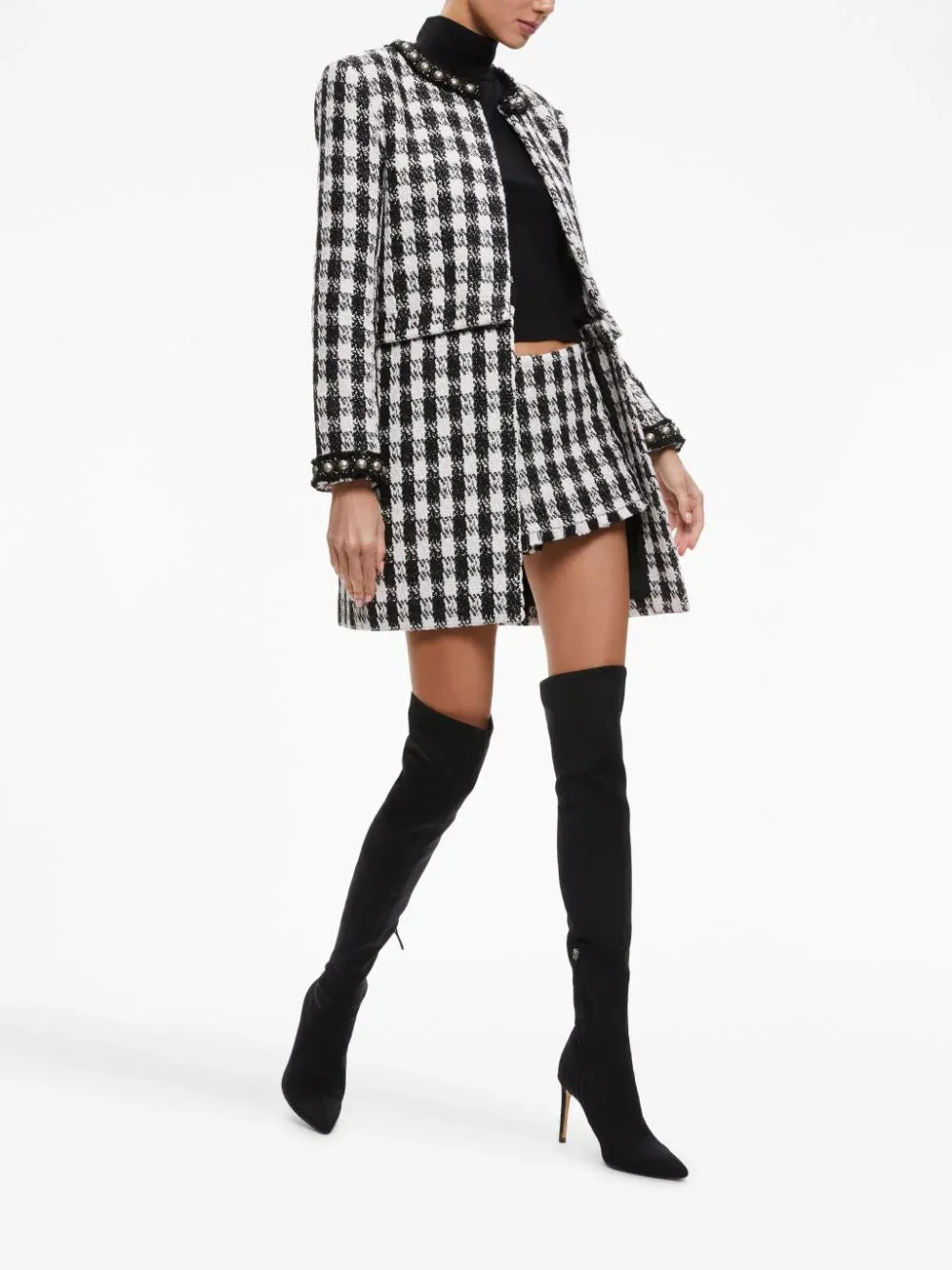 Alice   Olivia Deon Detachable Panel Tweed Jacket