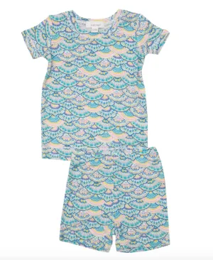 Angel Dear Kids Loungewear Pajamas Short Set in Mermaid Scale