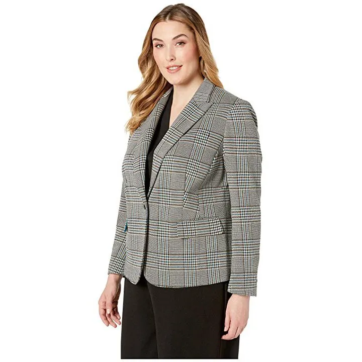 Anne Klein Women's Plus Houndstooth Office One-Button Blazer Size 22W