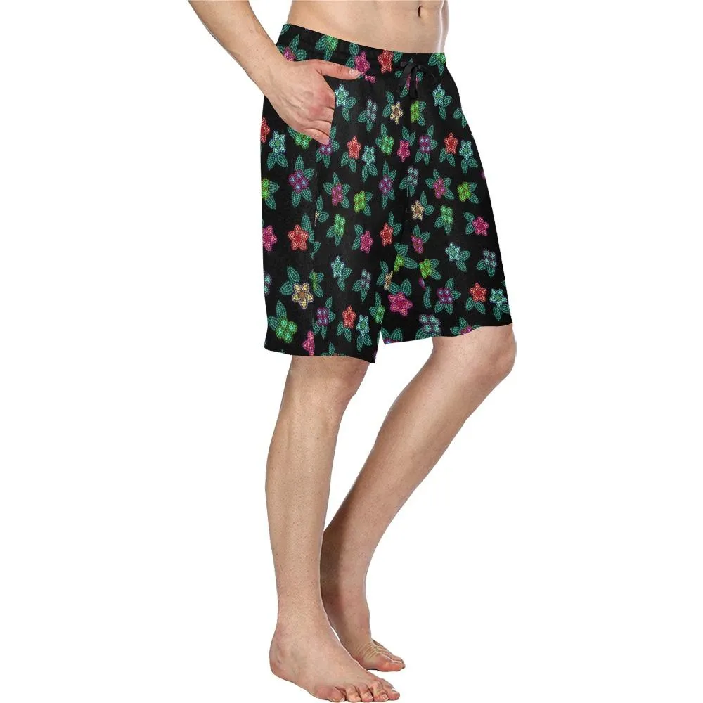 Berry Flowers Black Men's Casual Shorts