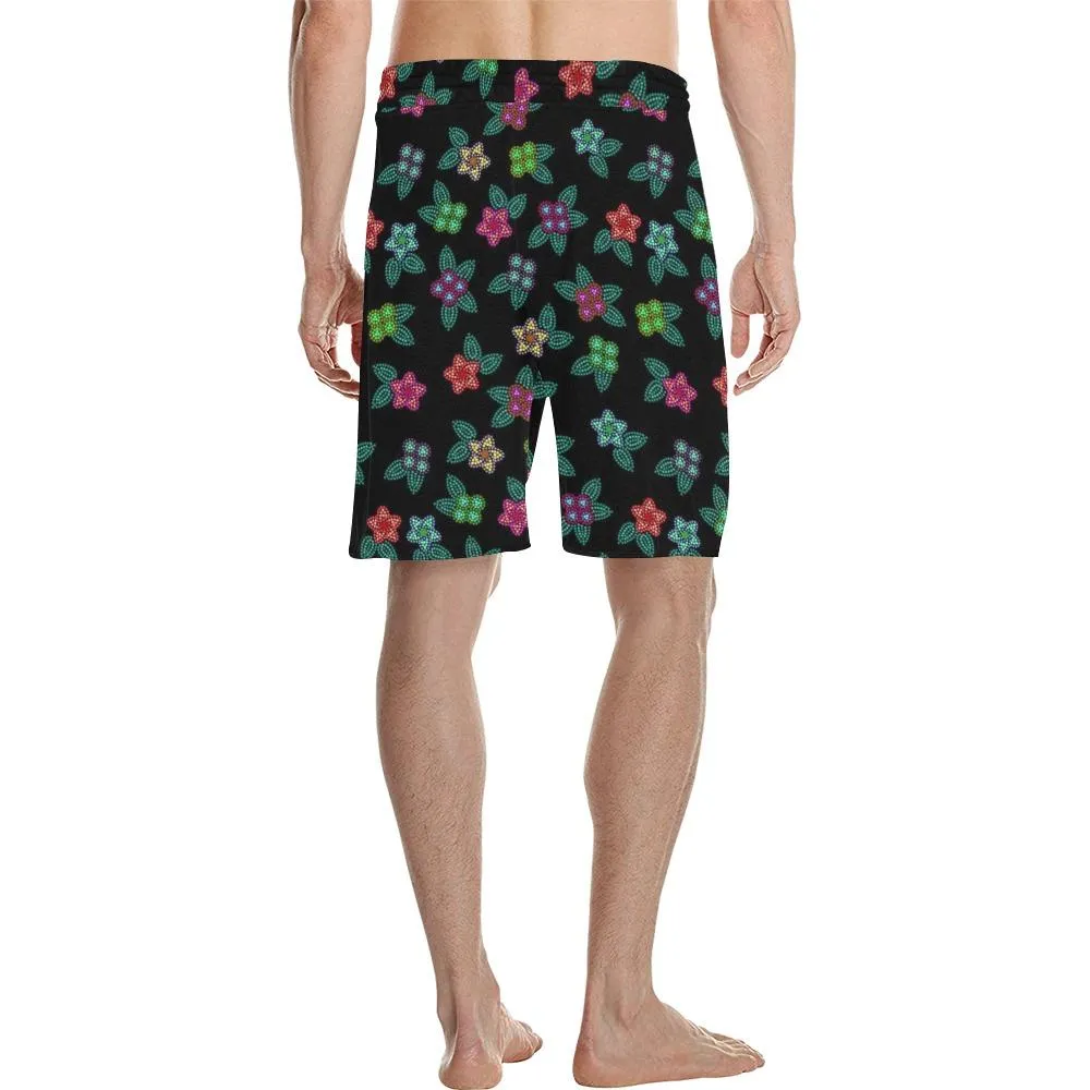 Berry Flowers Black Men's Casual Shorts