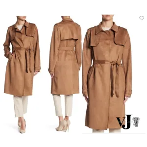 BLVD Faux Suede Trench Coat, Size Small