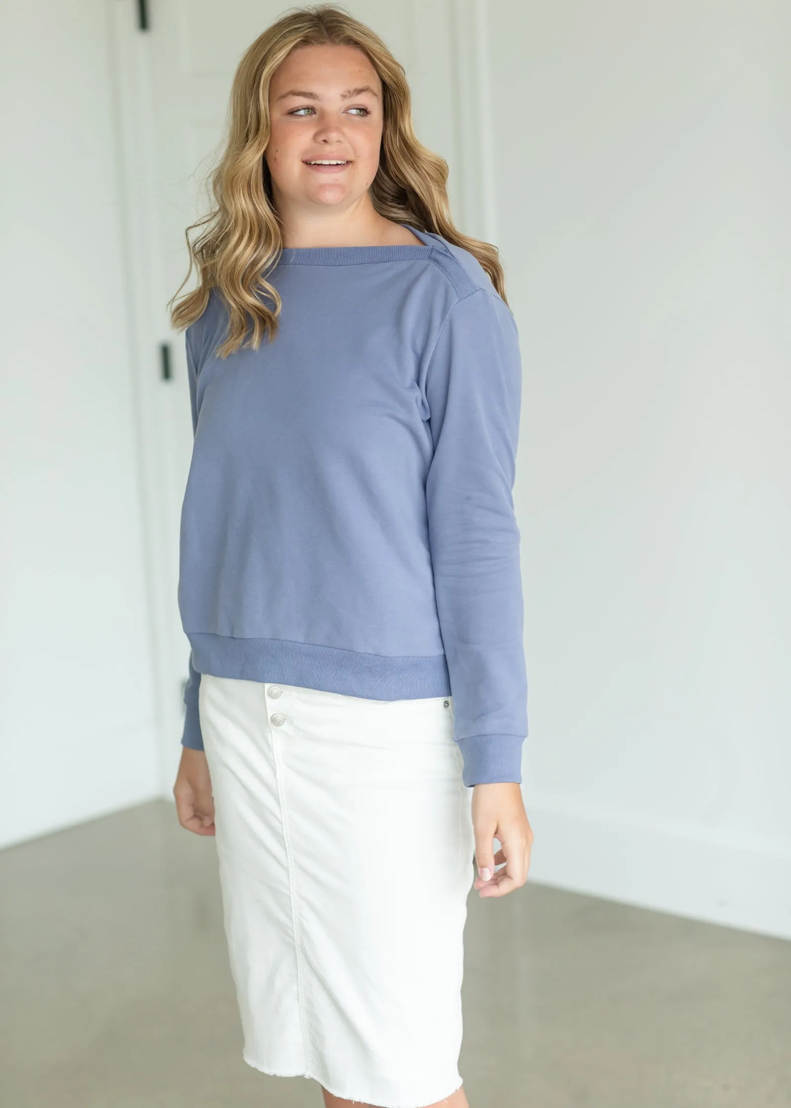 Button Neck Sweatshirt - FINAL SALE