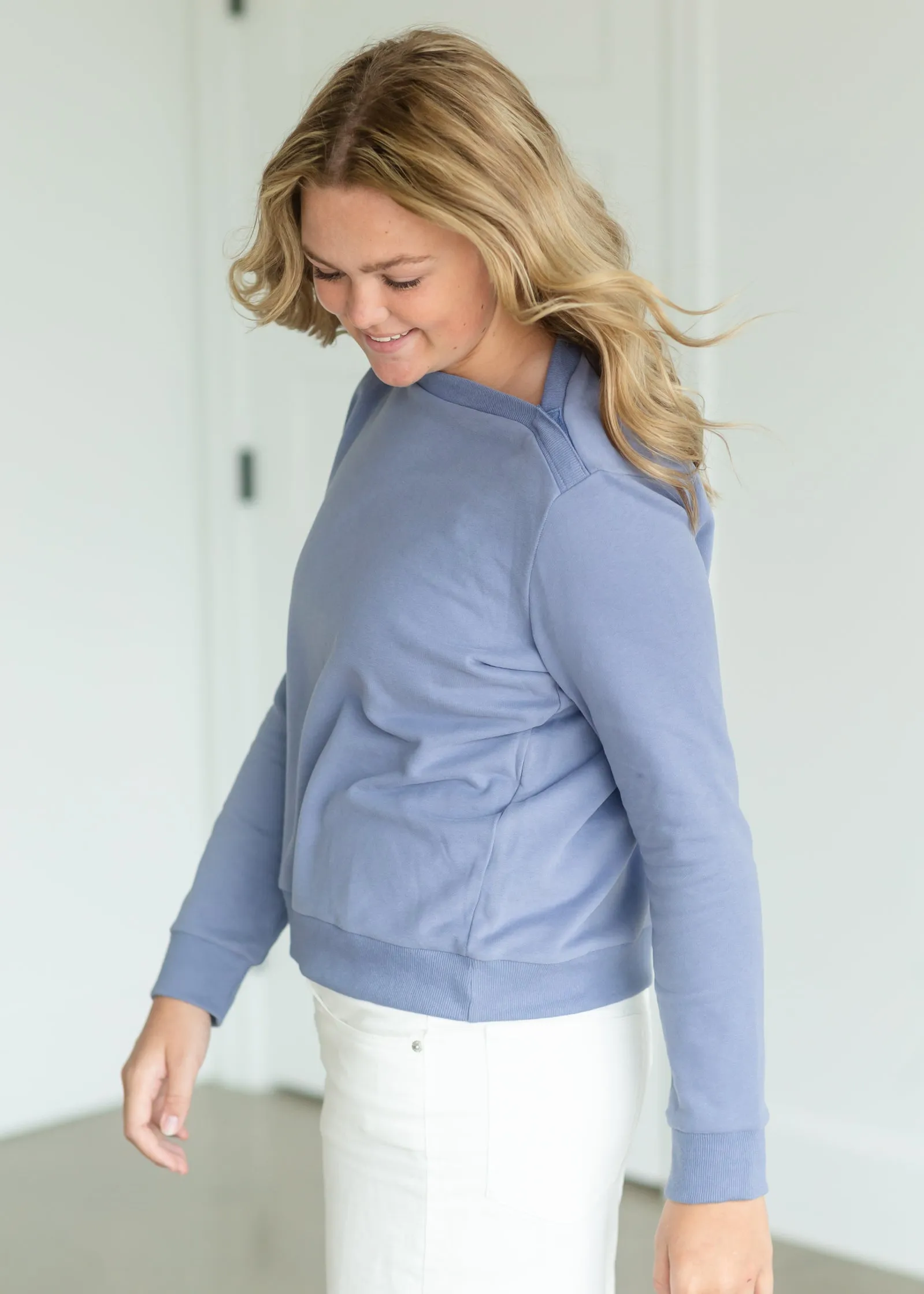 Button Neck Sweatshirt - FINAL SALE