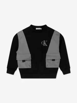 Calvin Klein Boys Mix Media Sweatshirt in Black