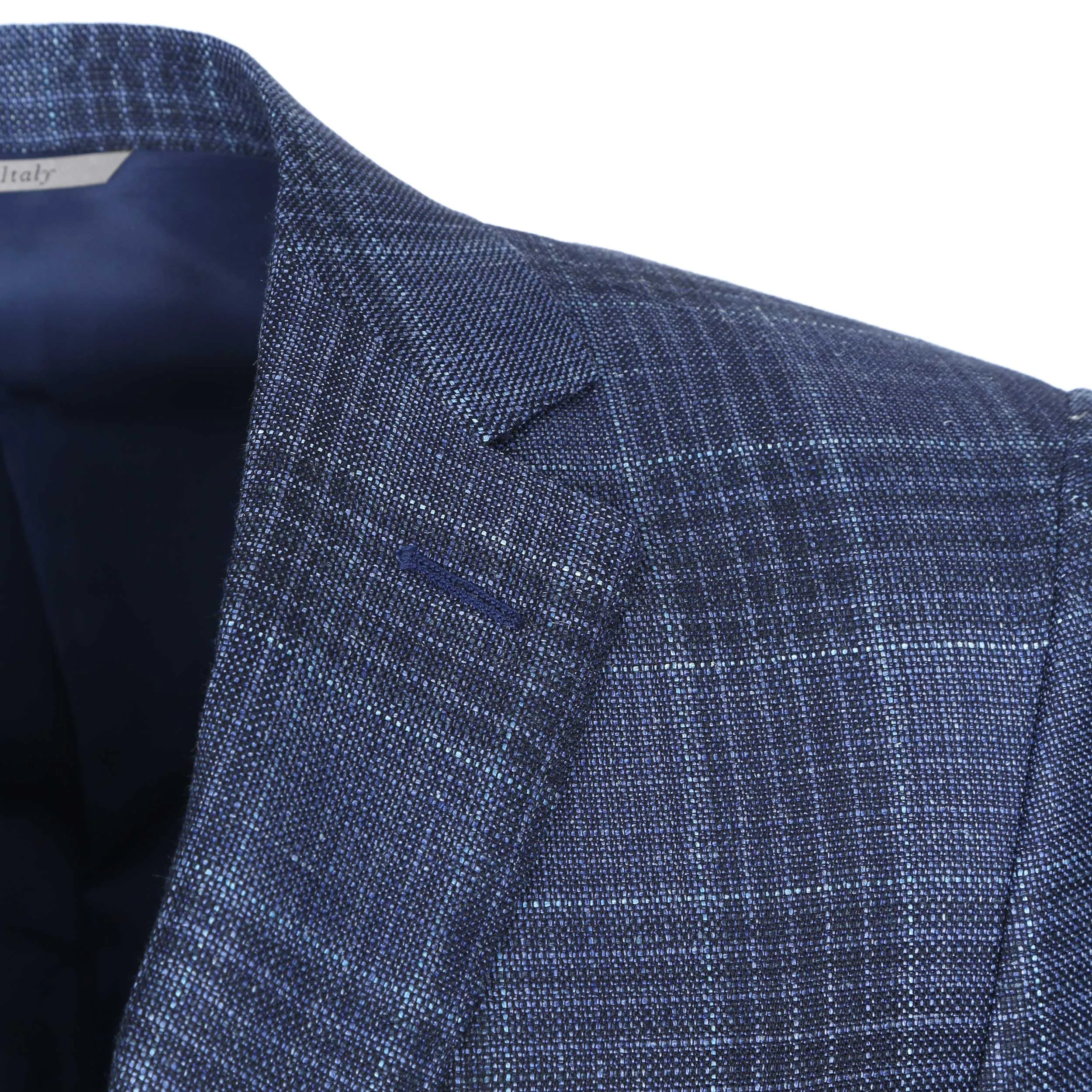 Canali Notch Lapel Milano Jacket in Navy Check