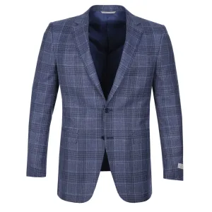 Canali Notch Lapel Milano Jacket in Navy Check