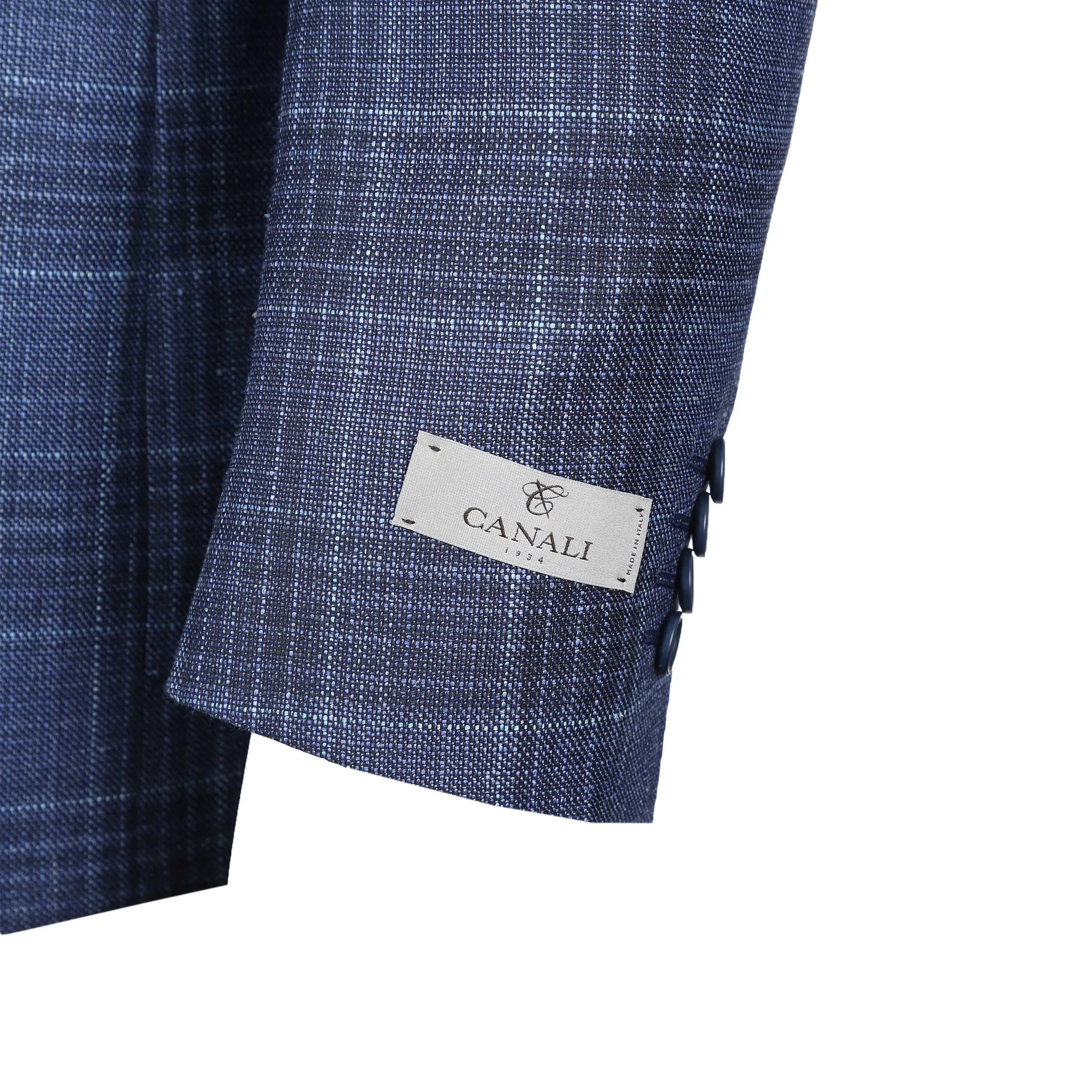 Canali Notch Lapel Milano Jacket in Navy Check