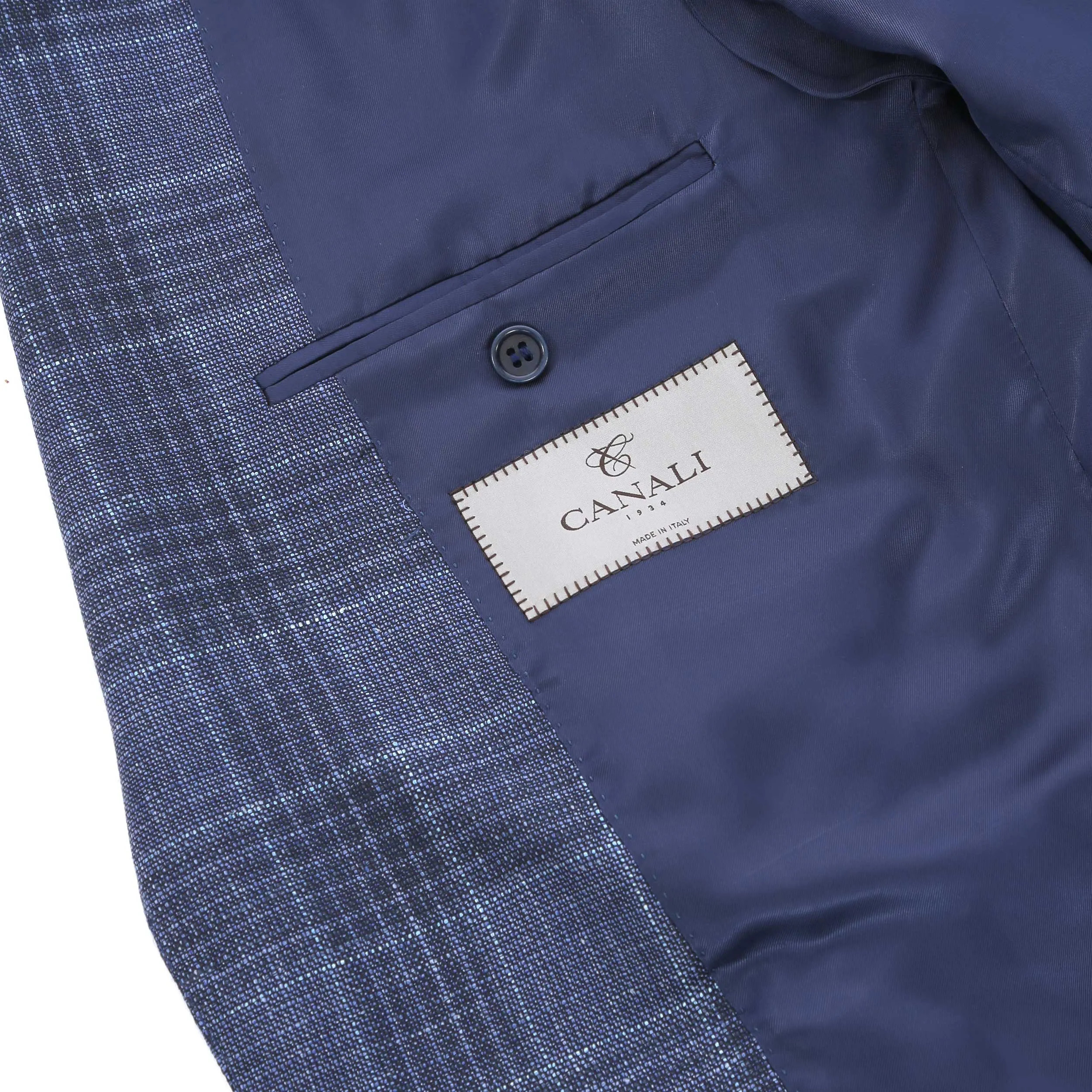 Canali Notch Lapel Milano Jacket in Navy Check