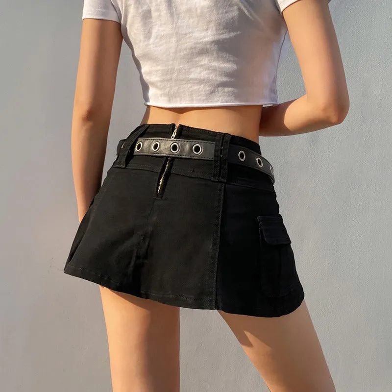 Casual Zipper Fly Short Denim Skirt Summer Low Waist Mini Jeans Skirt