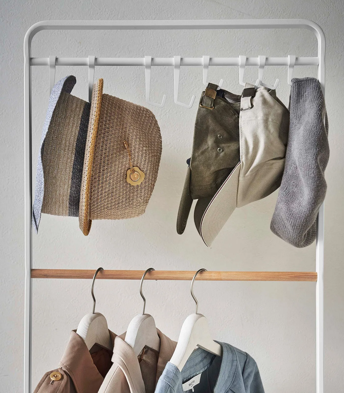 Coat Rack with Hat Storage (66" H)  - Steel   Wood