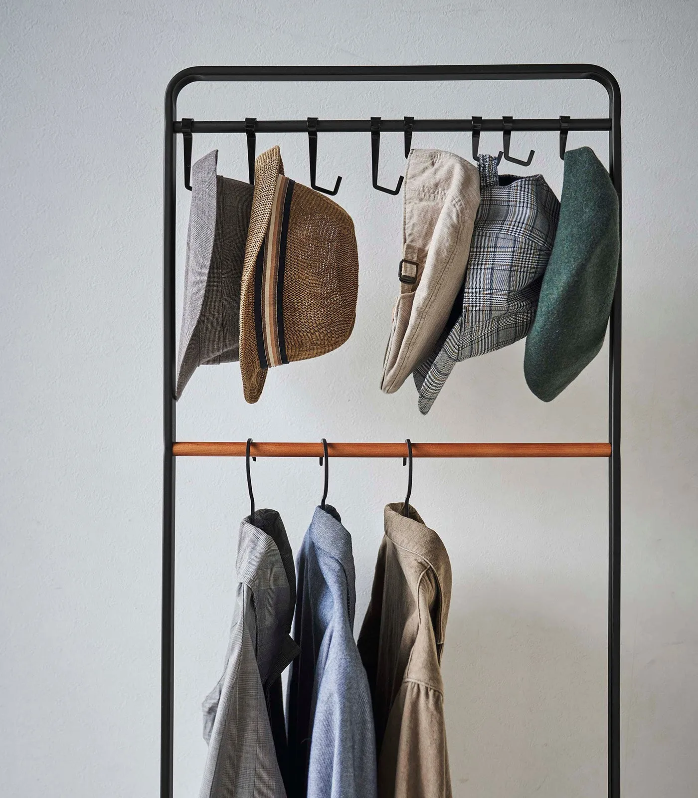 Coat Rack with Hat Storage (66" H)  - Steel   Wood