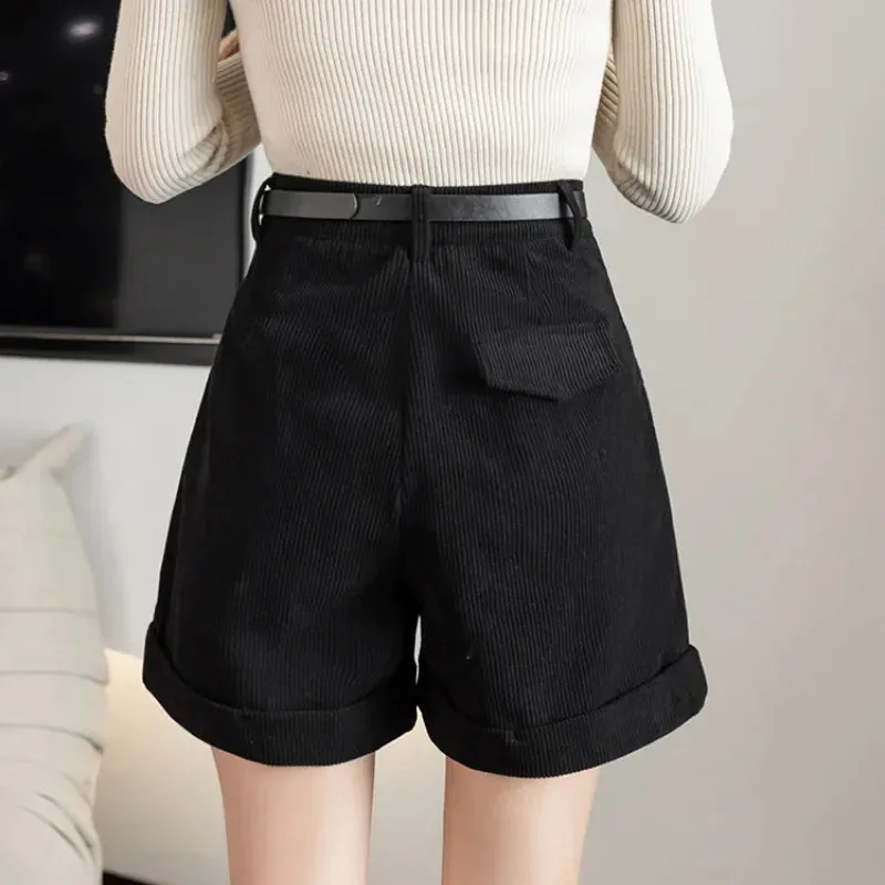 Corduroy Casual Female Boyfriend Style Woman Short