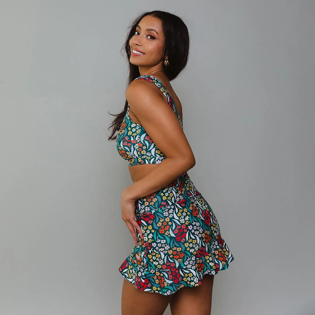 Costa Floral High-Waisted Swim Skirt