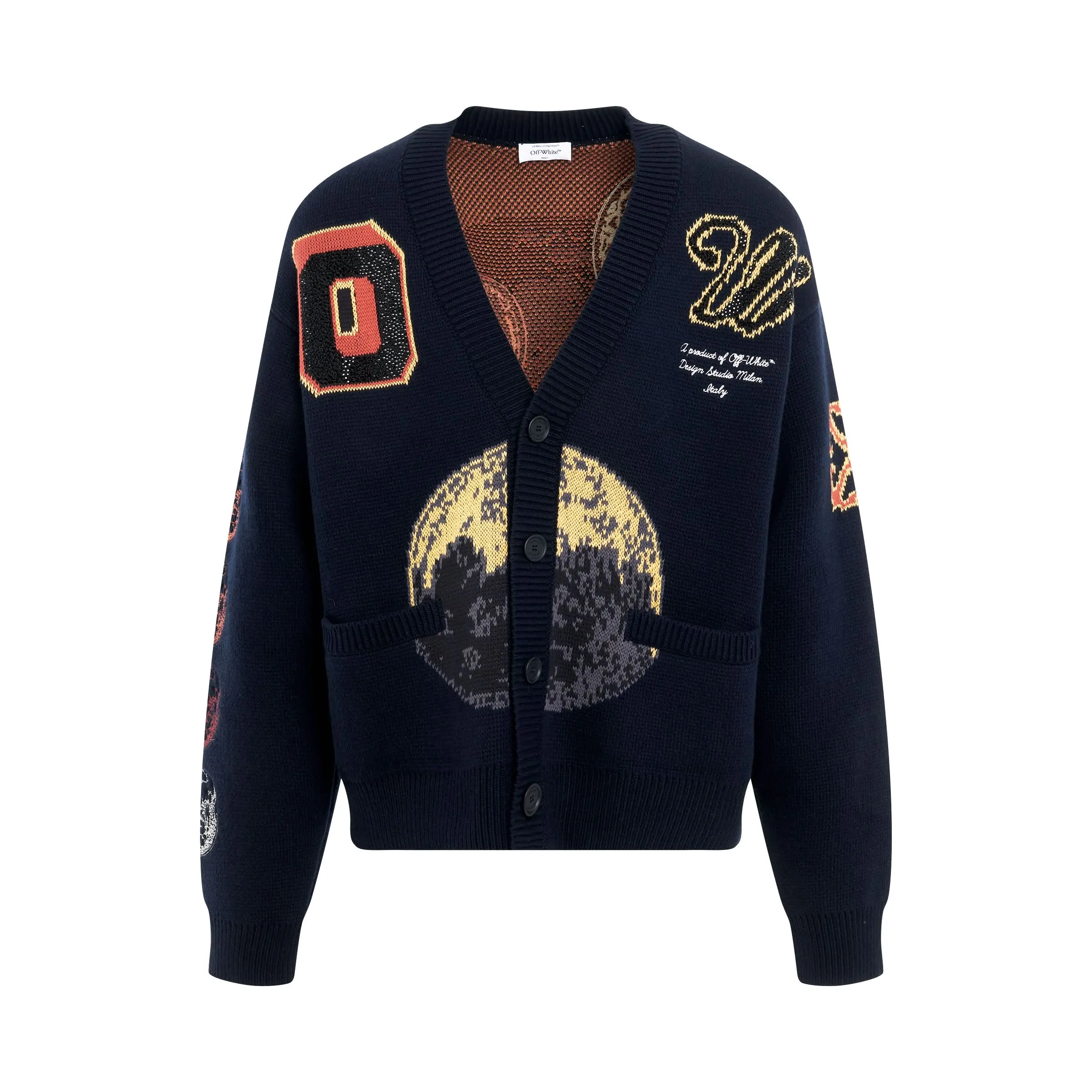 Crystal Moon Phase Varsity Knit Cardigan in Sierra Leone