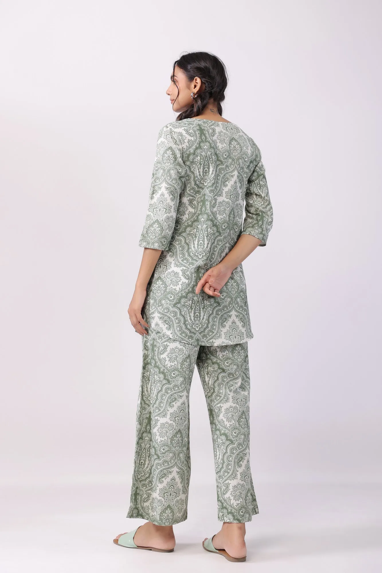 Cultural Tapestry Multicoloured Cotton Palazzo Loungewear Set