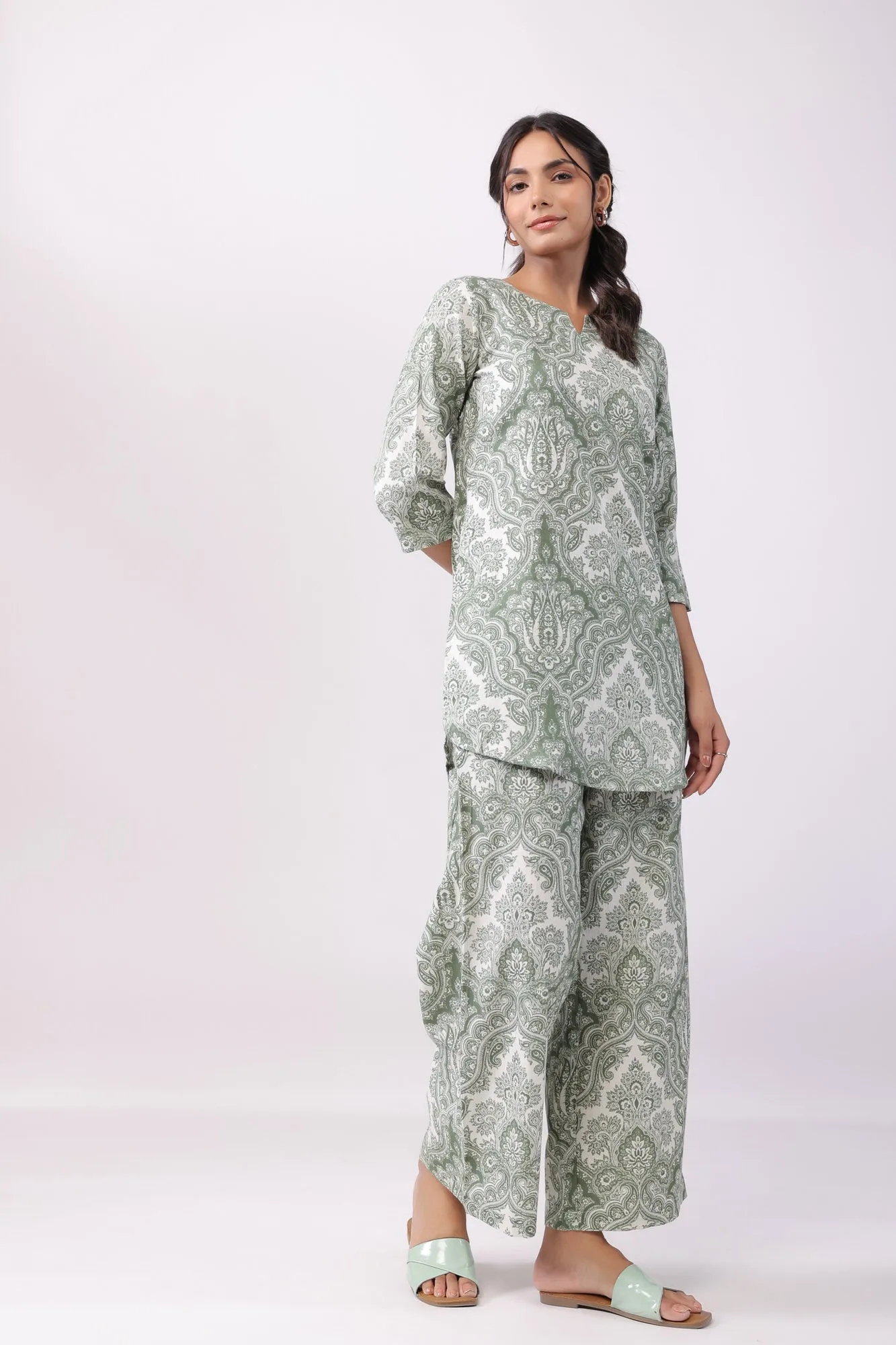 Cultural Tapestry Multicoloured Cotton Palazzo Loungewear Set