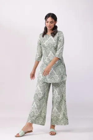 Cultural Tapestry Multicoloured Cotton Palazzo Loungewear Set