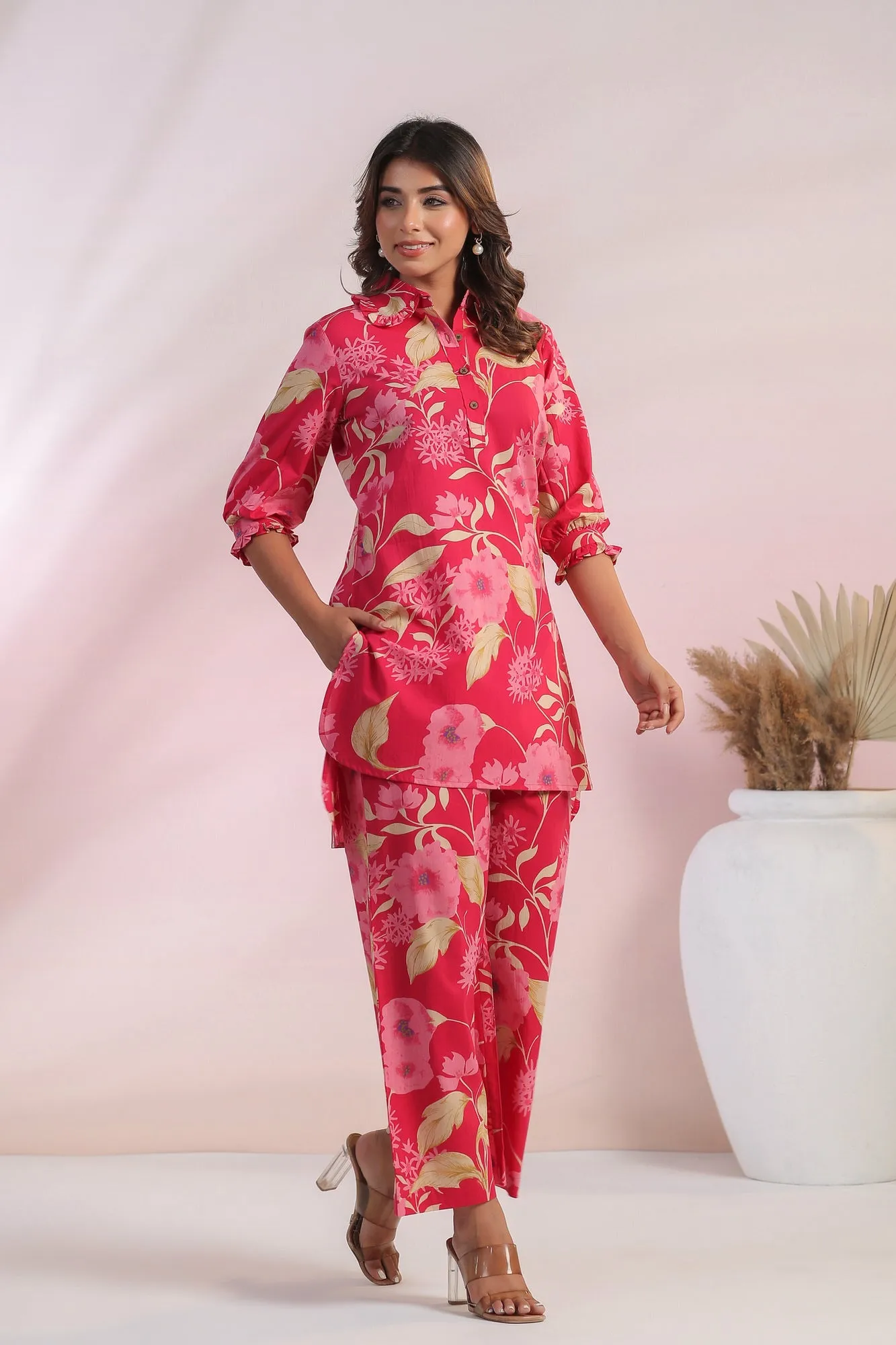 Curlicue Bloom Cotton Palazzo Loungewear Set