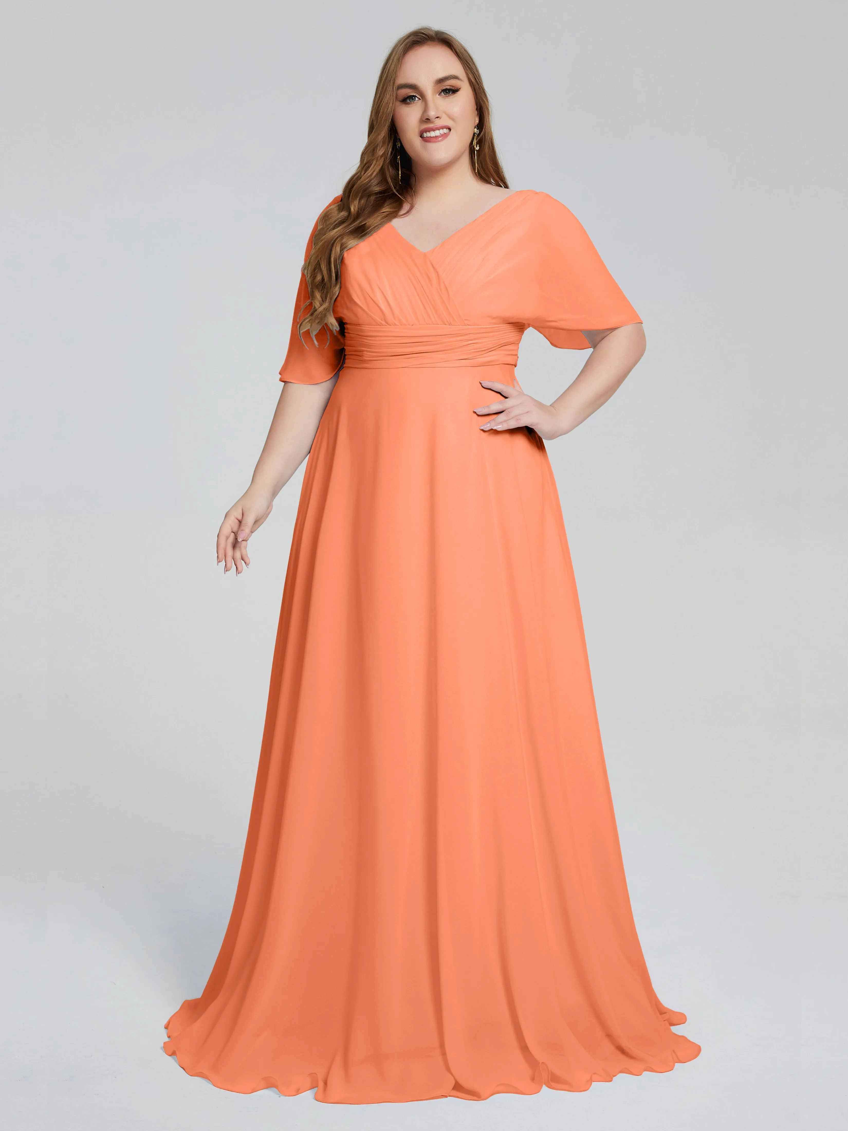 Daniela Elegant Short Sleeves Plus Size Bridesmaid Dresses