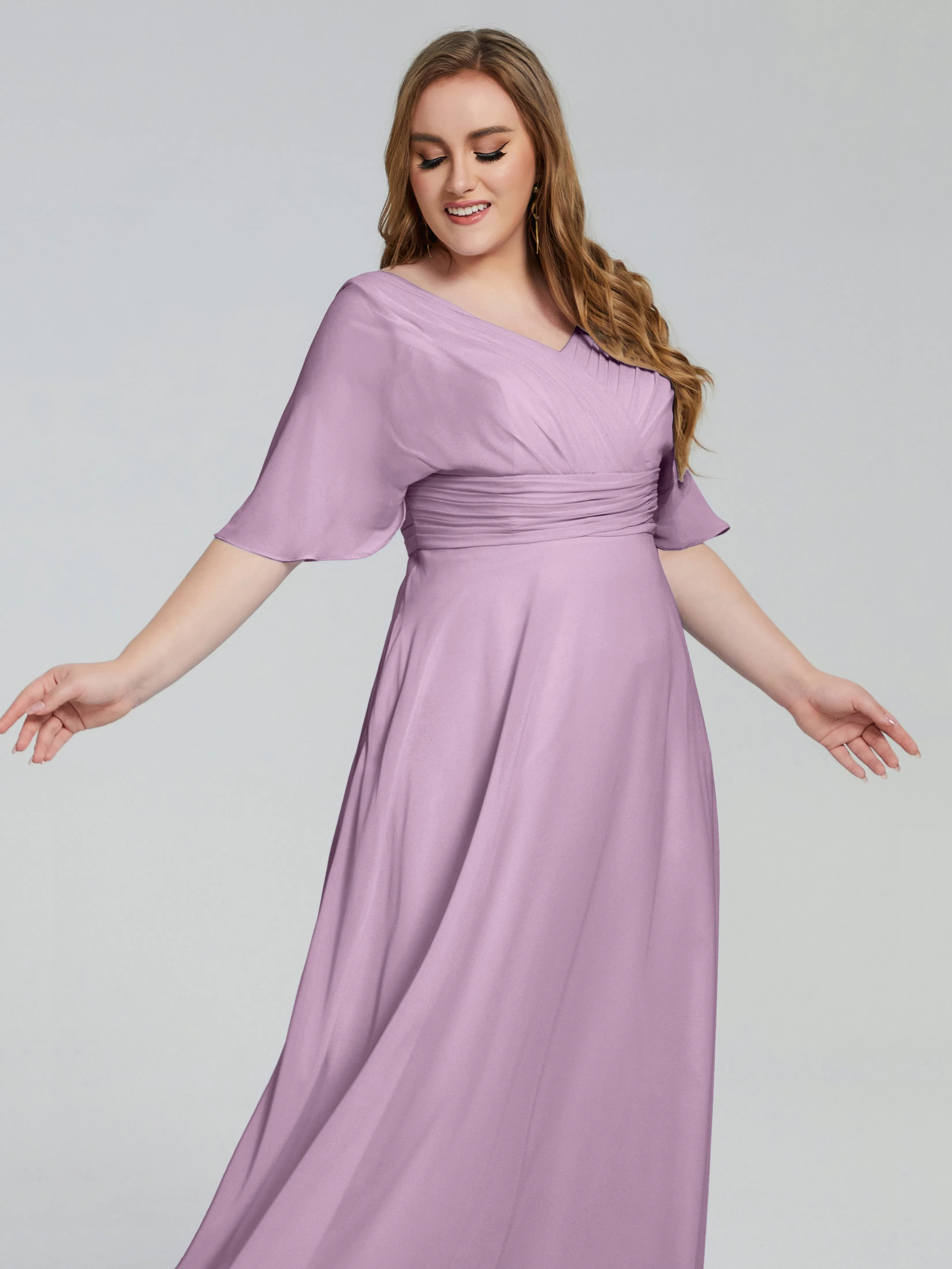 Daniela Elegant Short Sleeves Plus Size Bridesmaid Dresses