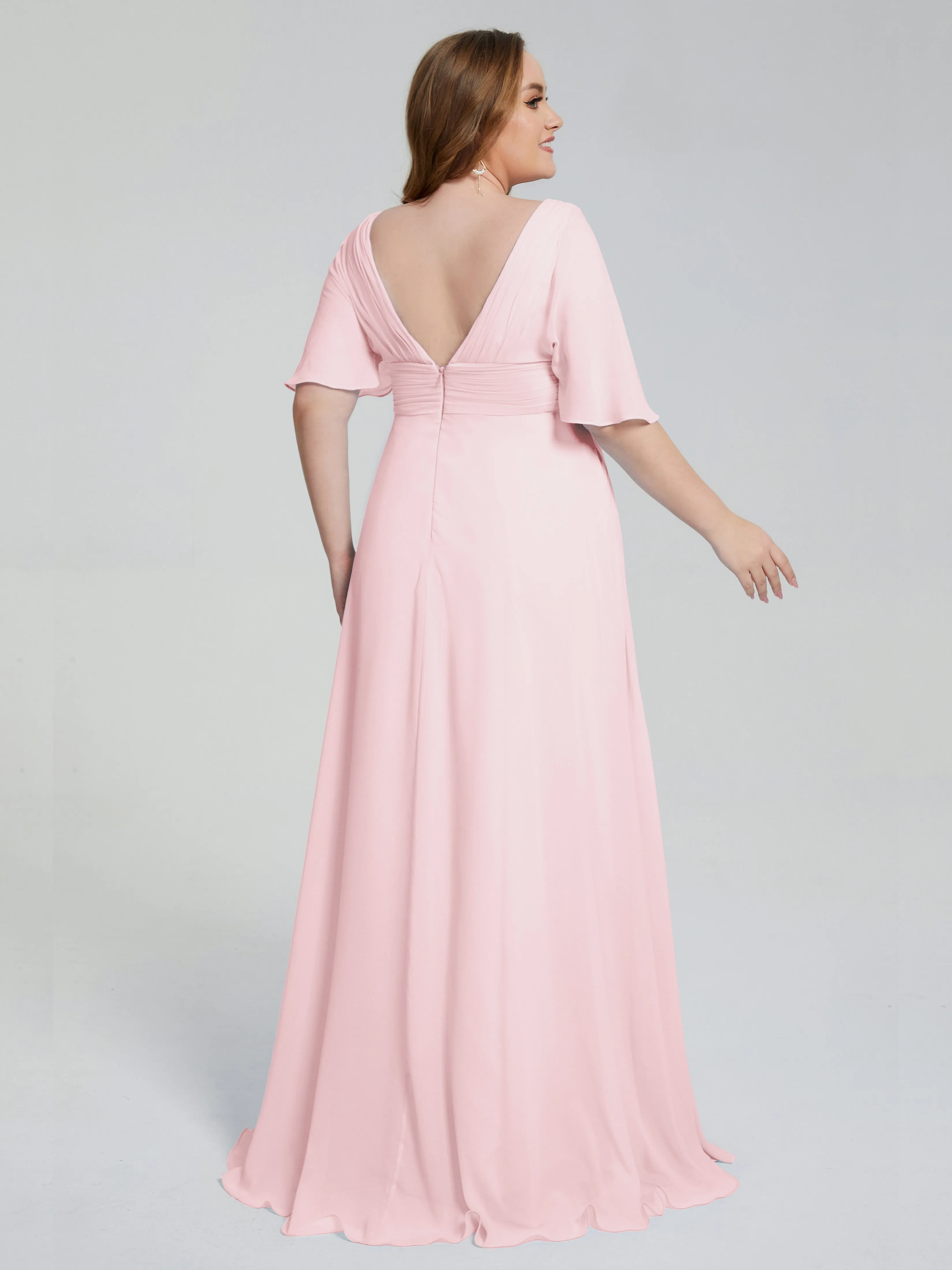 Daniela Elegant Short Sleeves Plus Size Bridesmaid Dresses