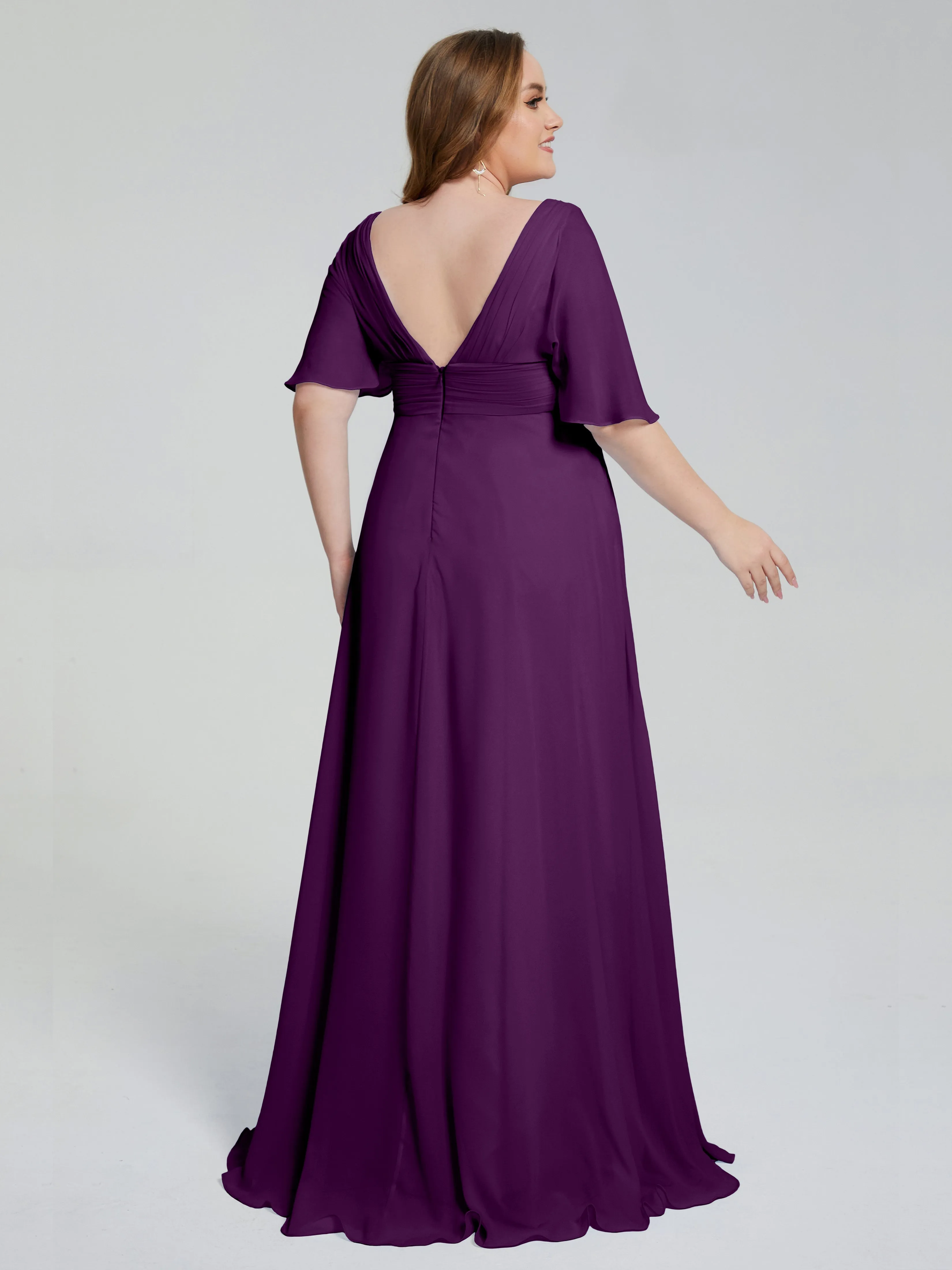 Daniela Elegant Short Sleeves Plus Size Bridesmaid Dresses