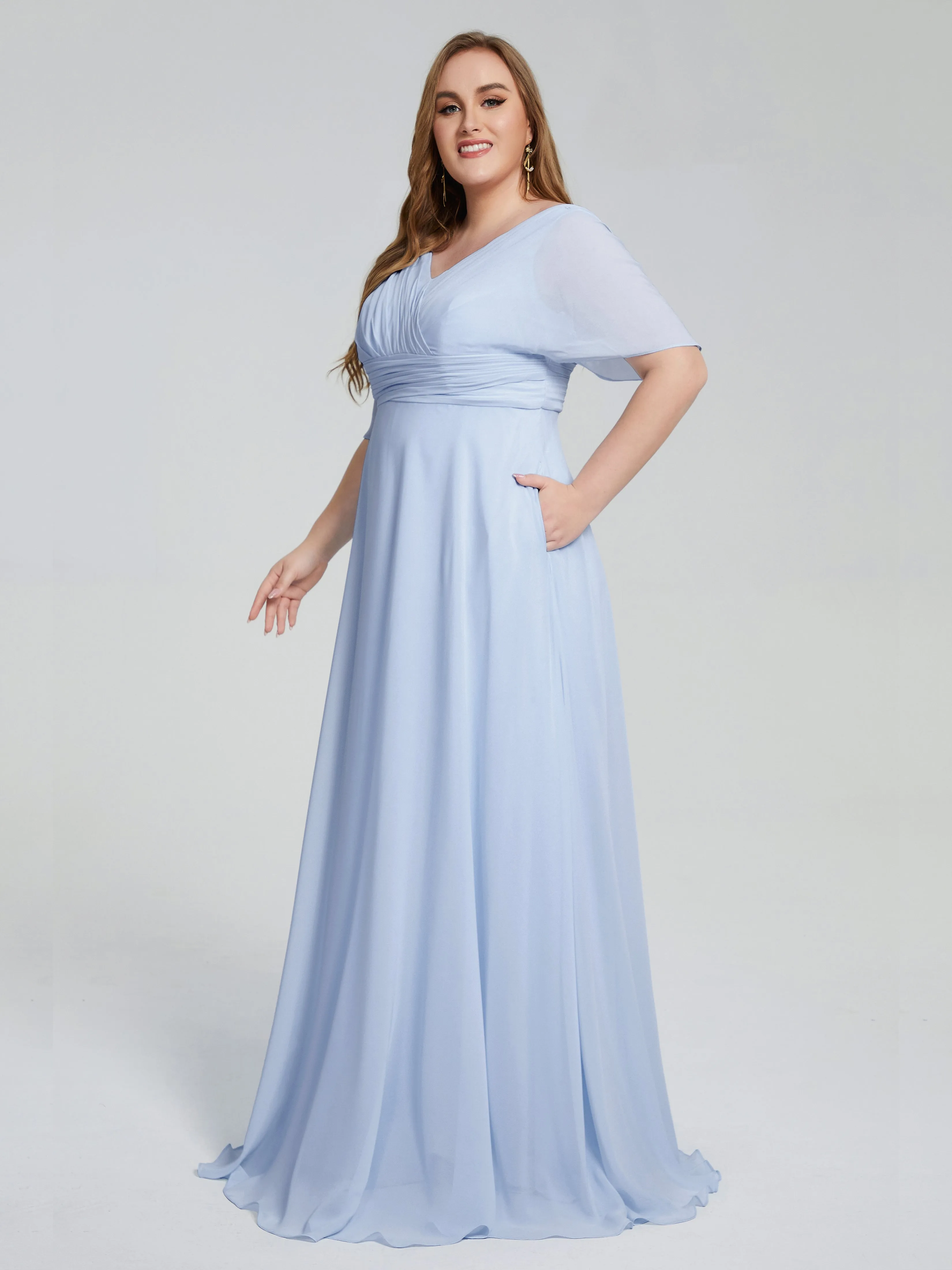 Daniela Elegant Short Sleeves Plus Size Bridesmaid Dresses