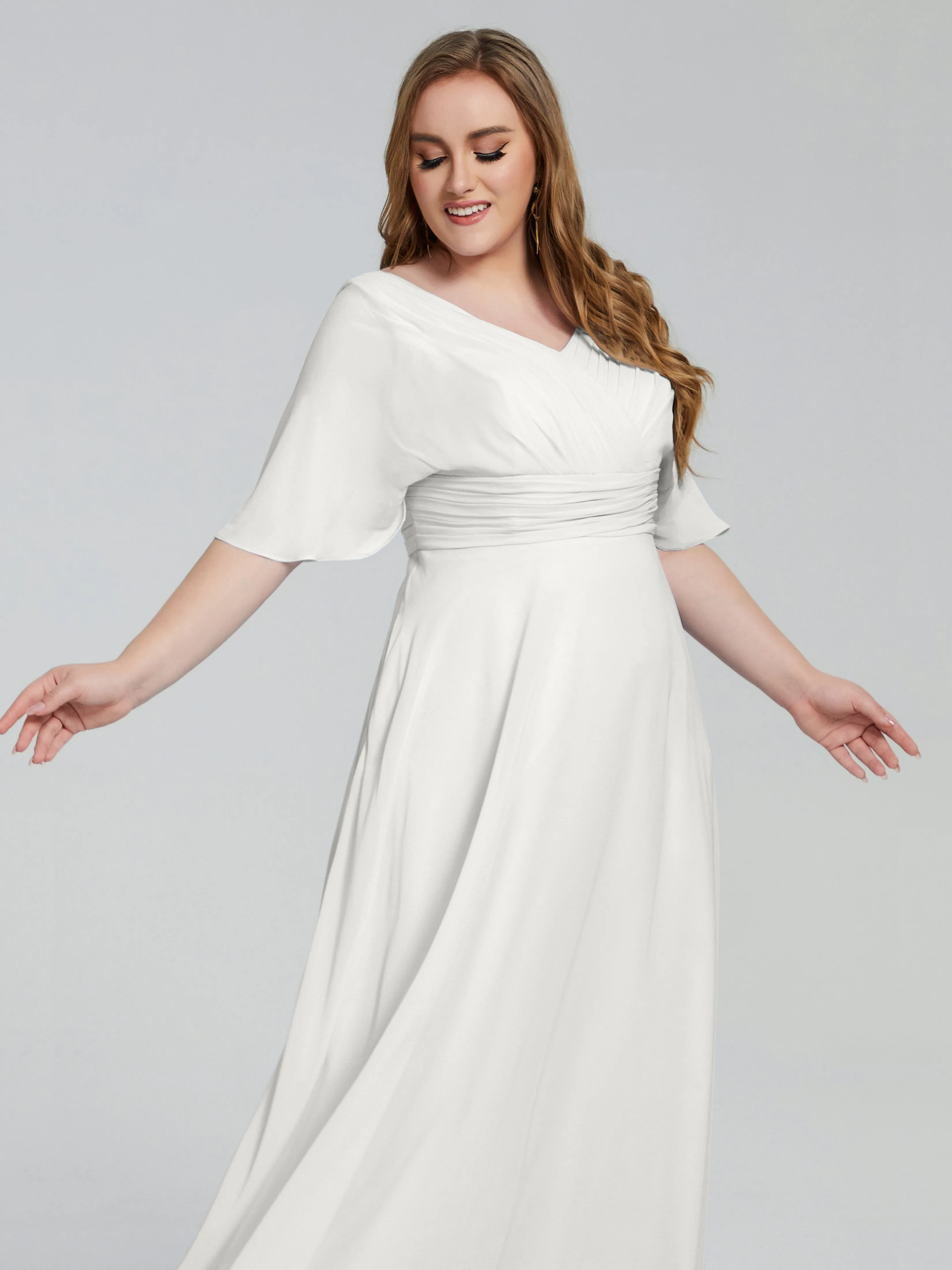 Daniela Elegant Short Sleeves Plus Size Bridesmaid Dresses