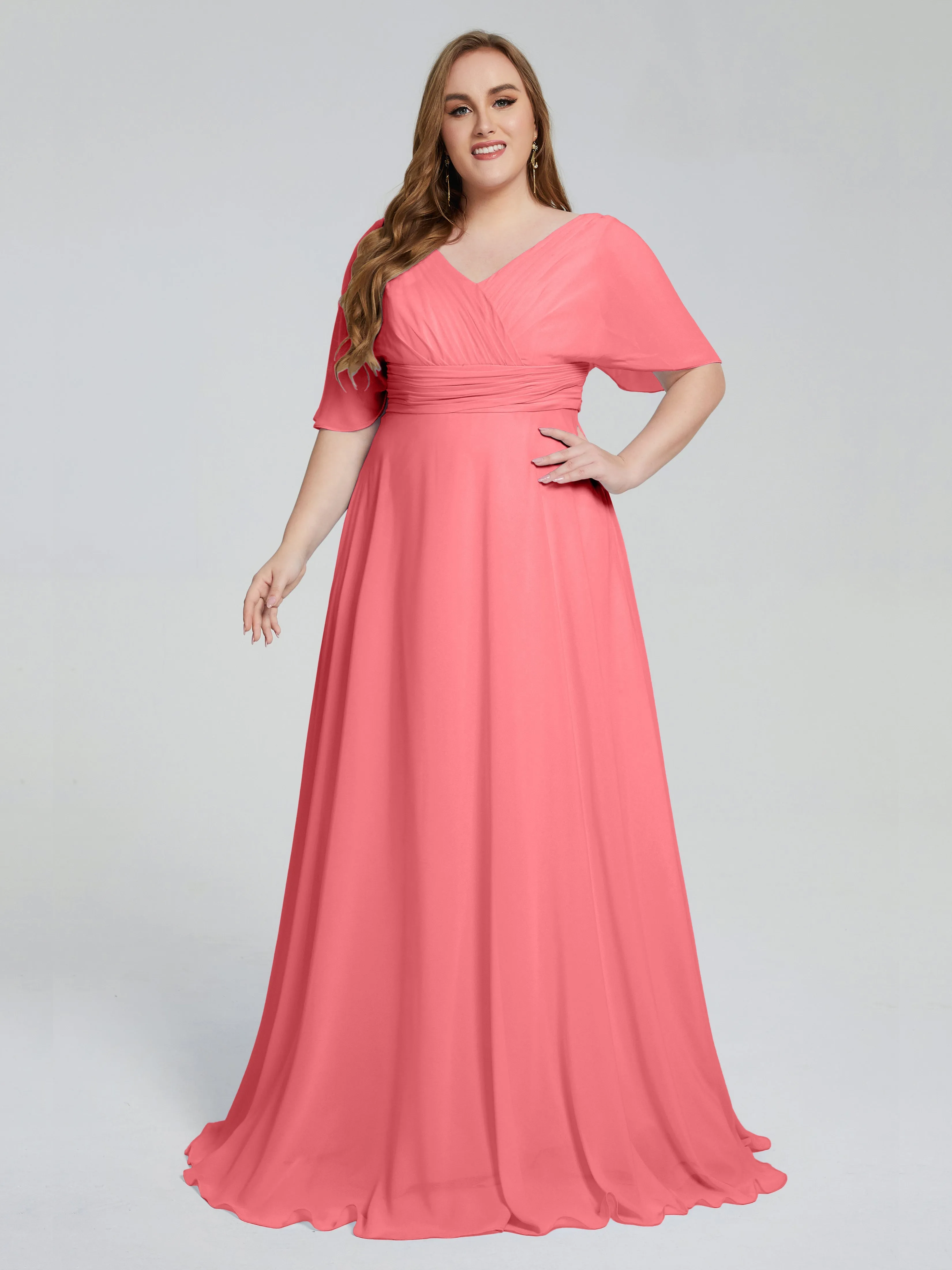 Daniela Elegant Short Sleeves Plus Size Bridesmaid Dresses