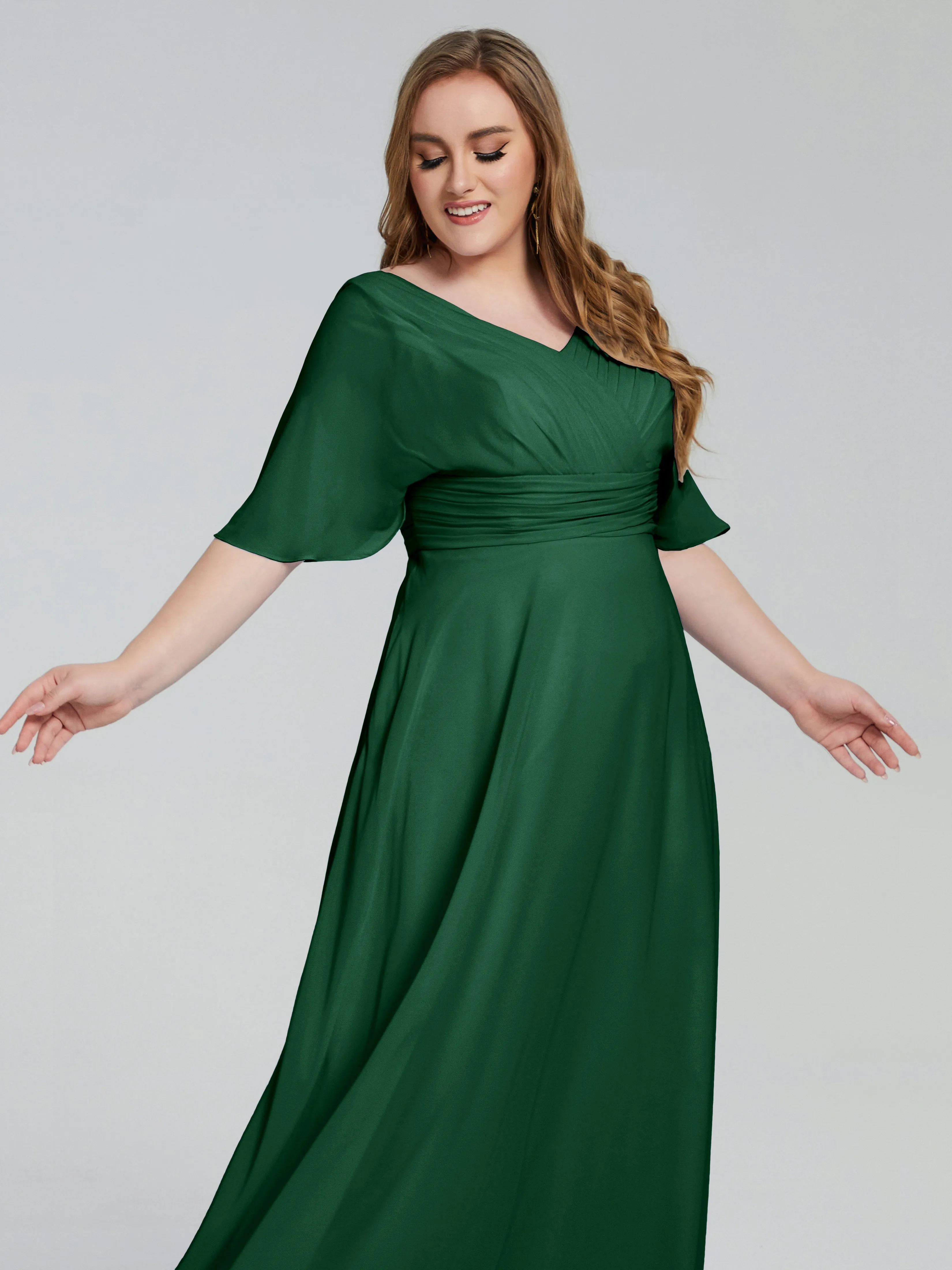 Daniela Elegant Short Sleeves Plus Size Bridesmaid Dresses