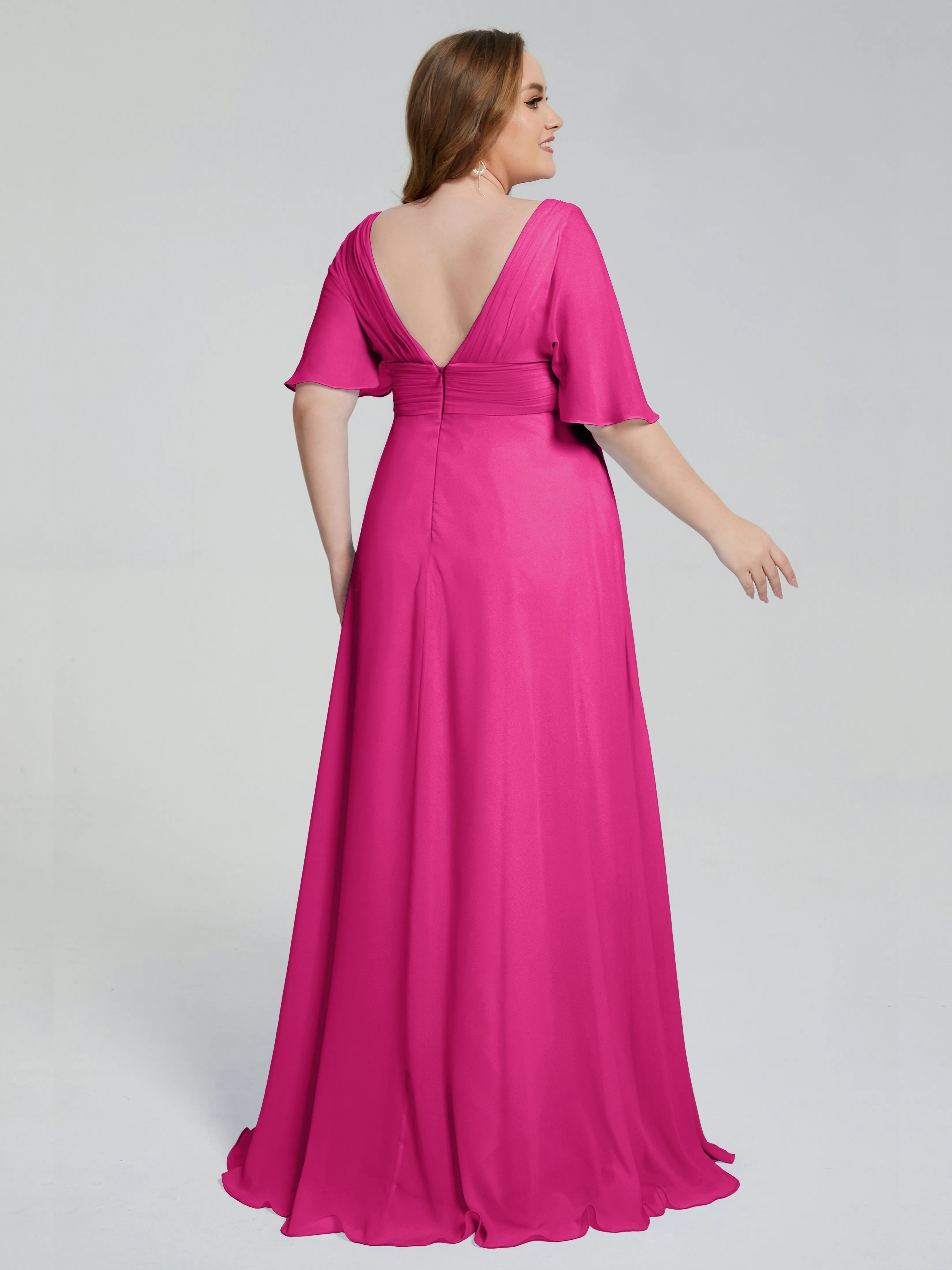 Daniela Elegant Short Sleeves Plus Size Bridesmaid Dresses