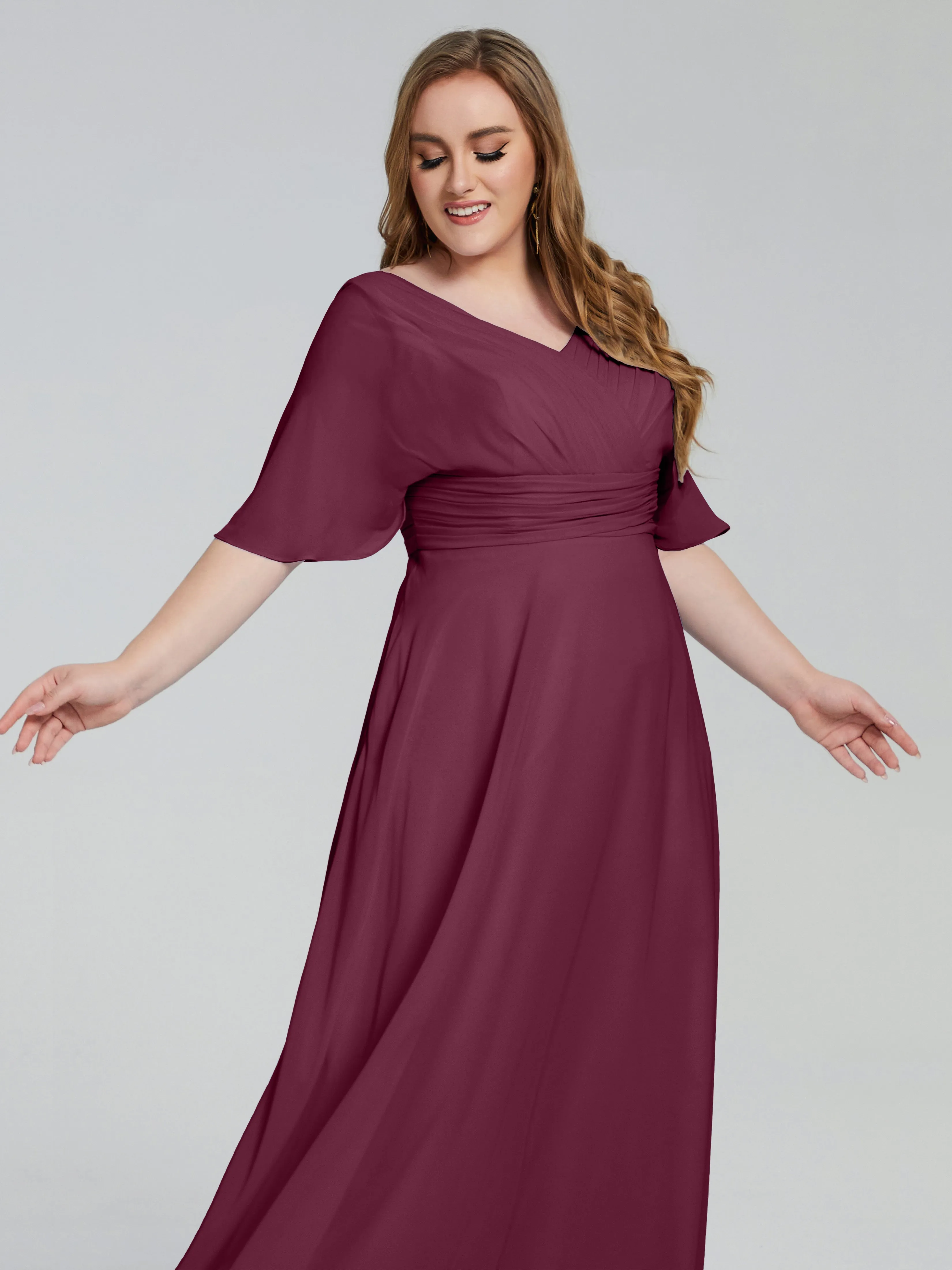 Daniela Elegant Short Sleeves Plus Size Bridesmaid Dresses