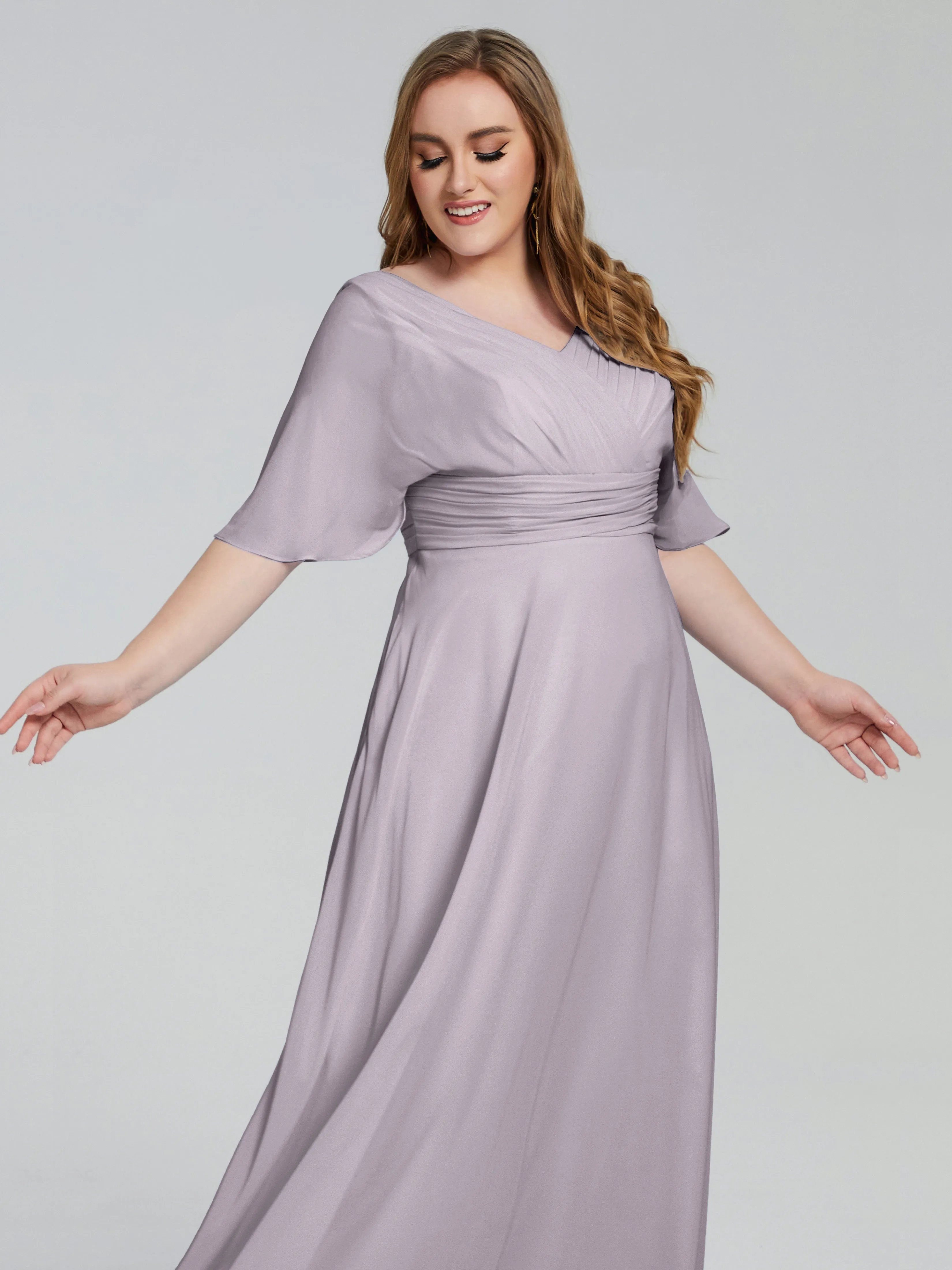 Daniela Elegant Short Sleeves Plus Size Bridesmaid Dresses