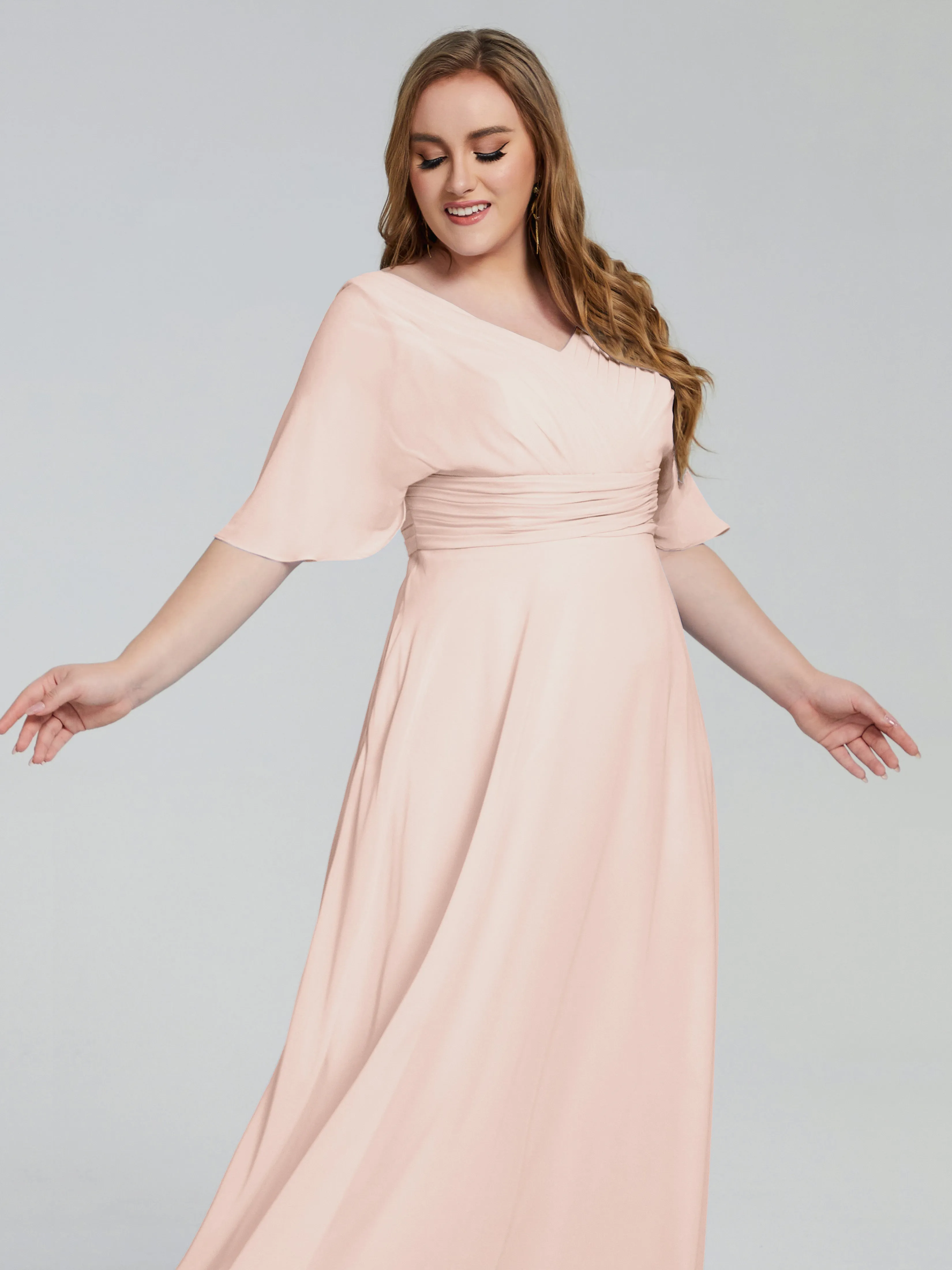 Daniela Elegant Short Sleeves Plus Size Bridesmaid Dresses