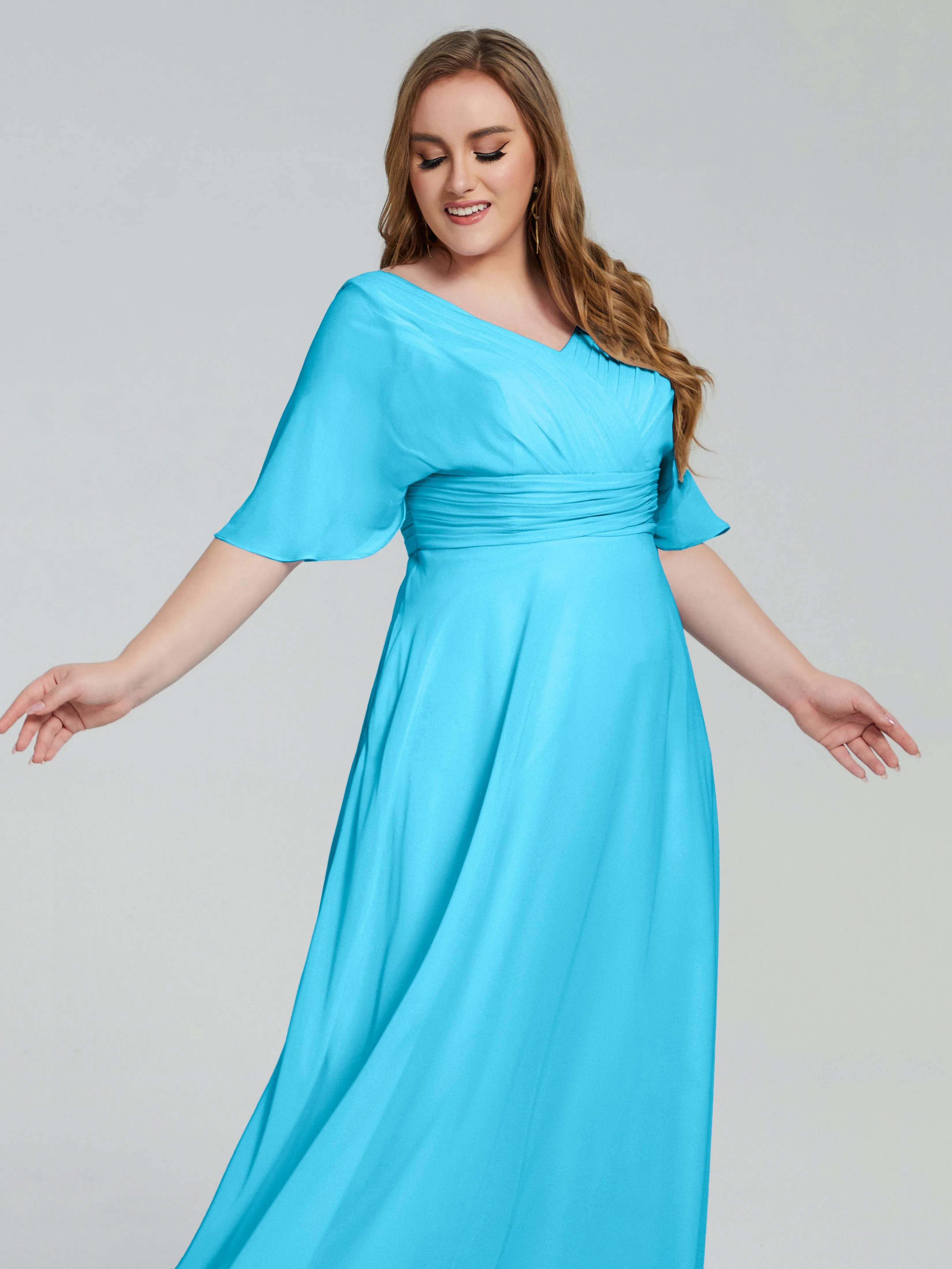 Daniela Elegant Short Sleeves Plus Size Bridesmaid Dresses