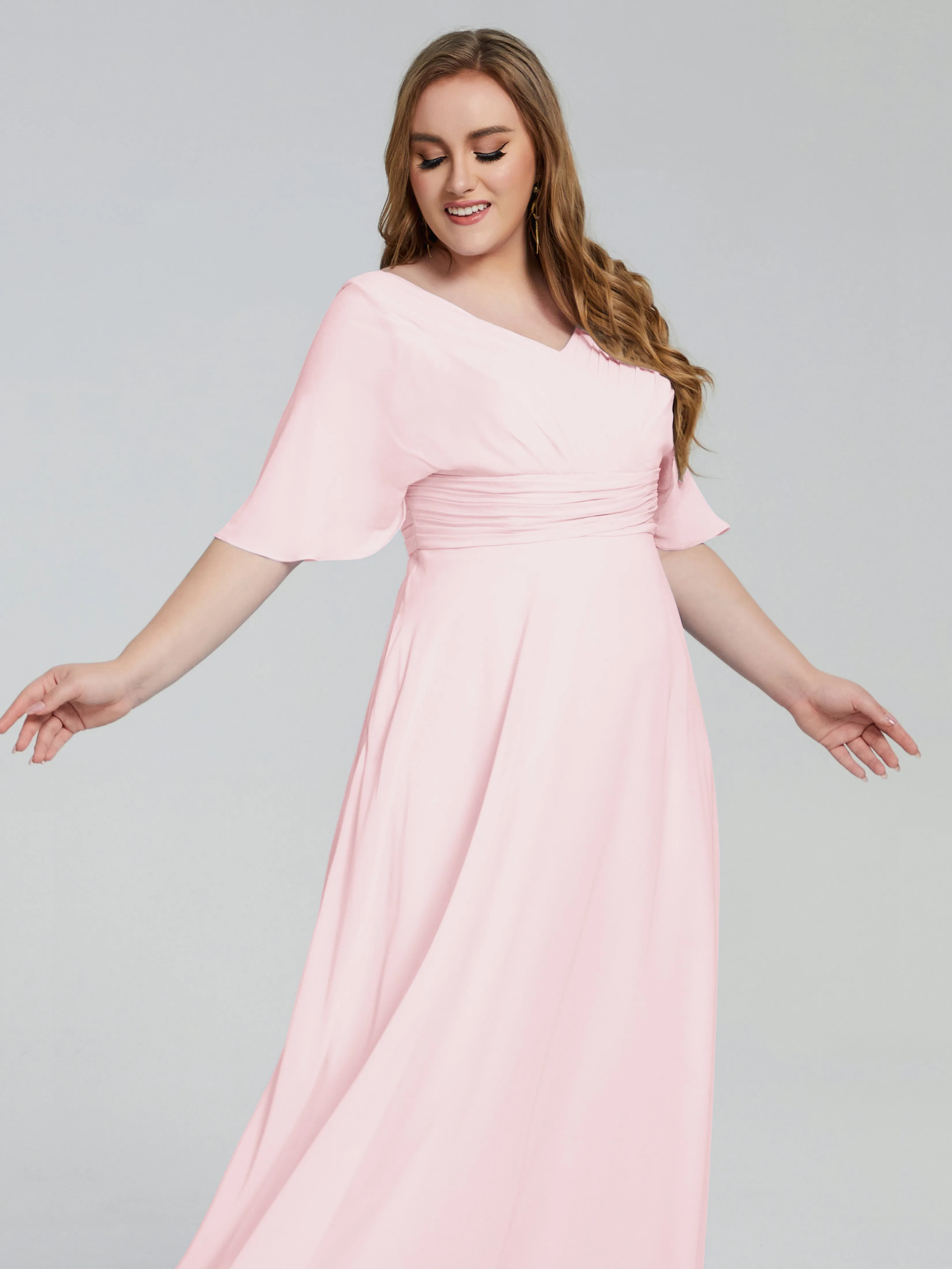 Daniela Elegant Short Sleeves Plus Size Bridesmaid Dresses