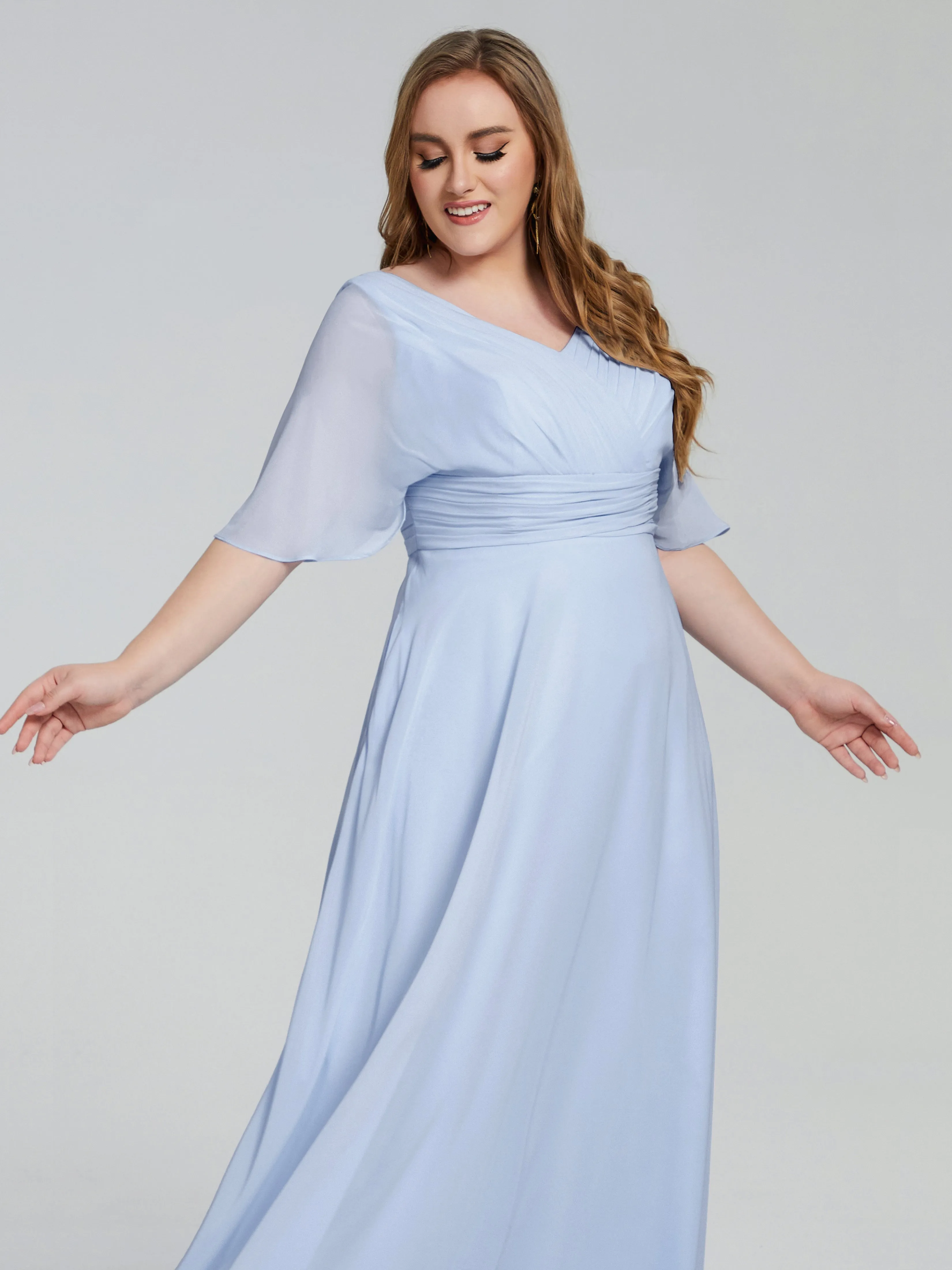 Daniela Elegant Short Sleeves Plus Size Bridesmaid Dresses