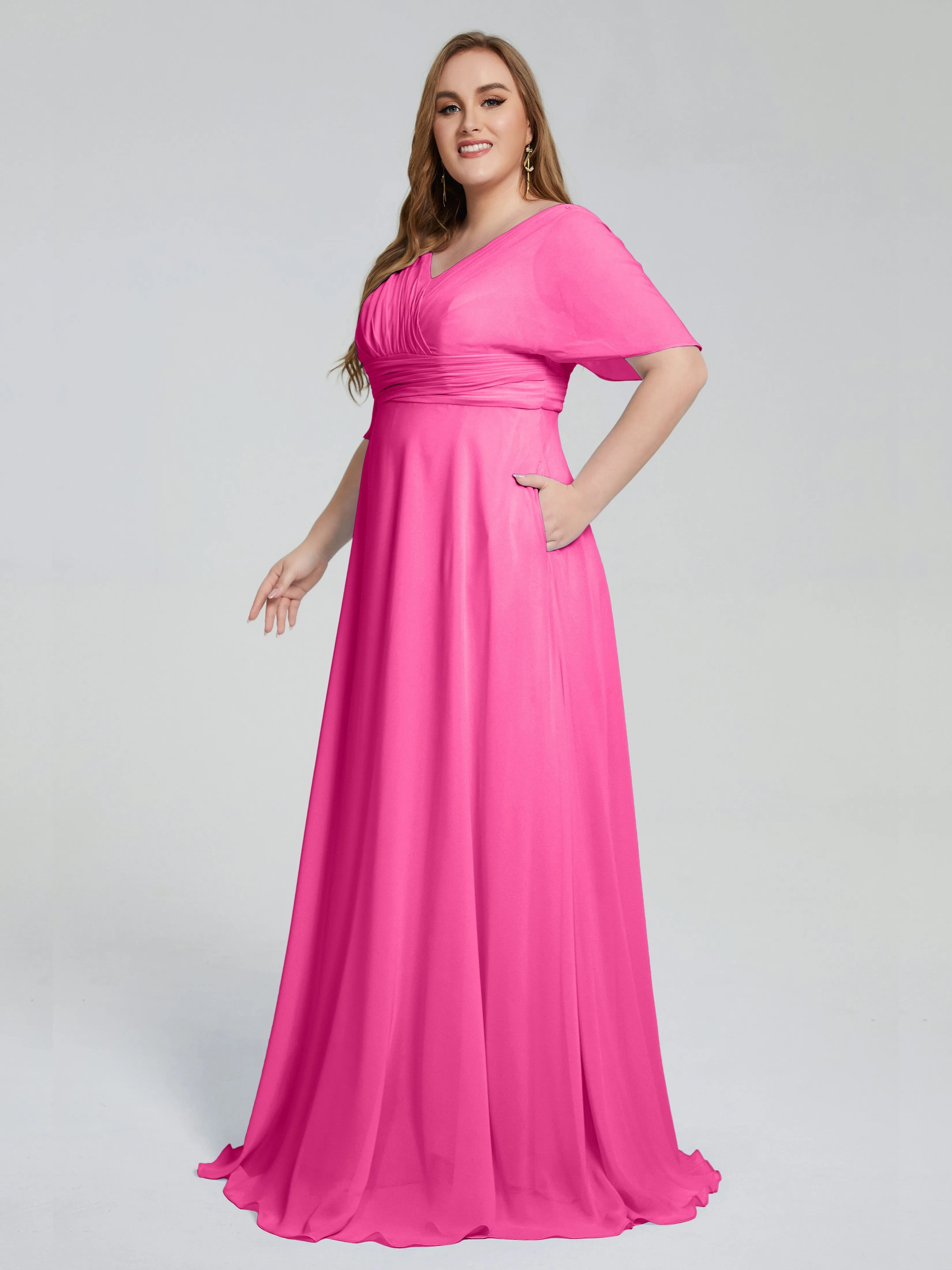 Daniela Elegant Short Sleeves Plus Size Bridesmaid Dresses