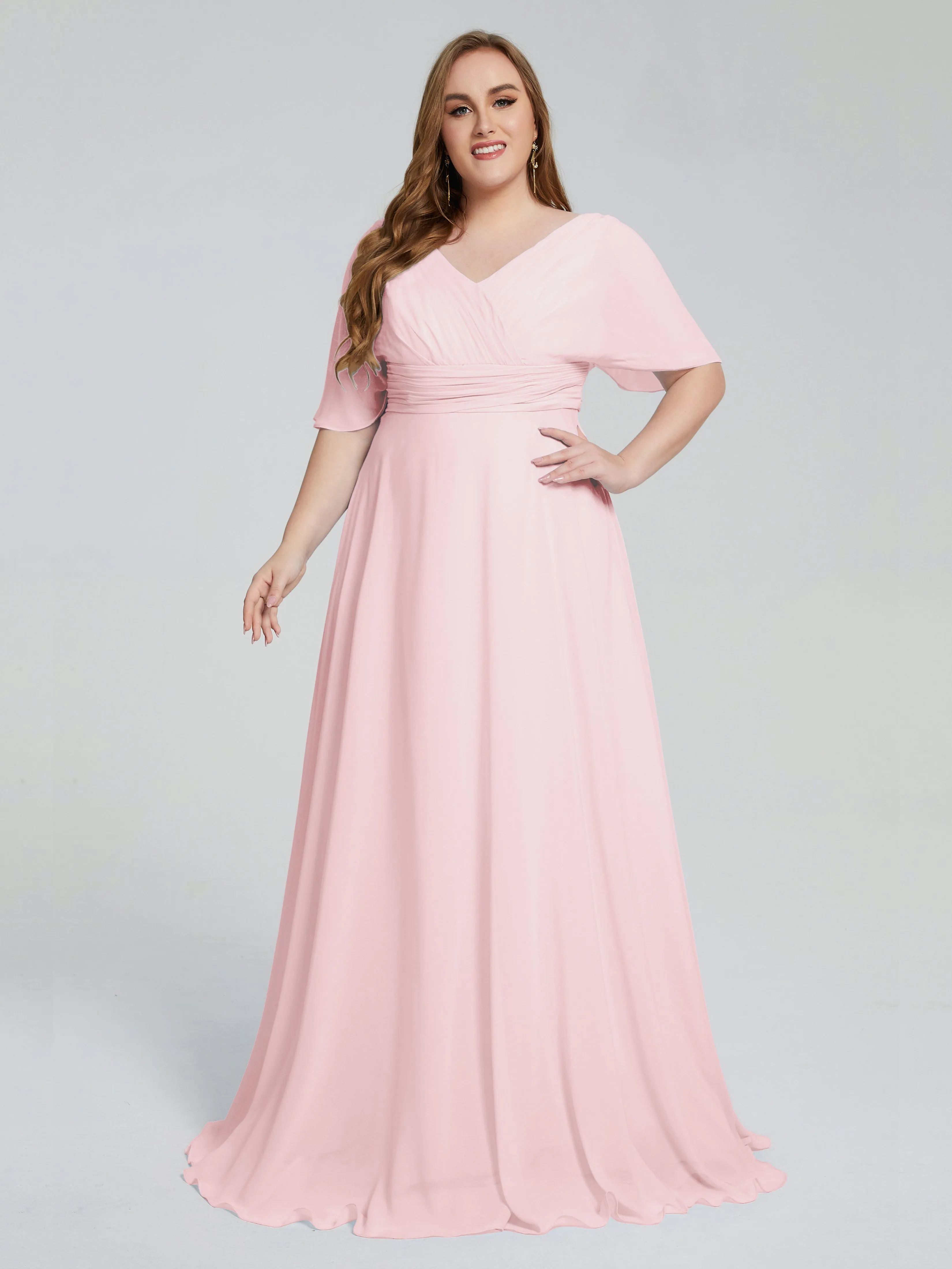 Daniela Elegant Short Sleeves Plus Size Bridesmaid Dresses