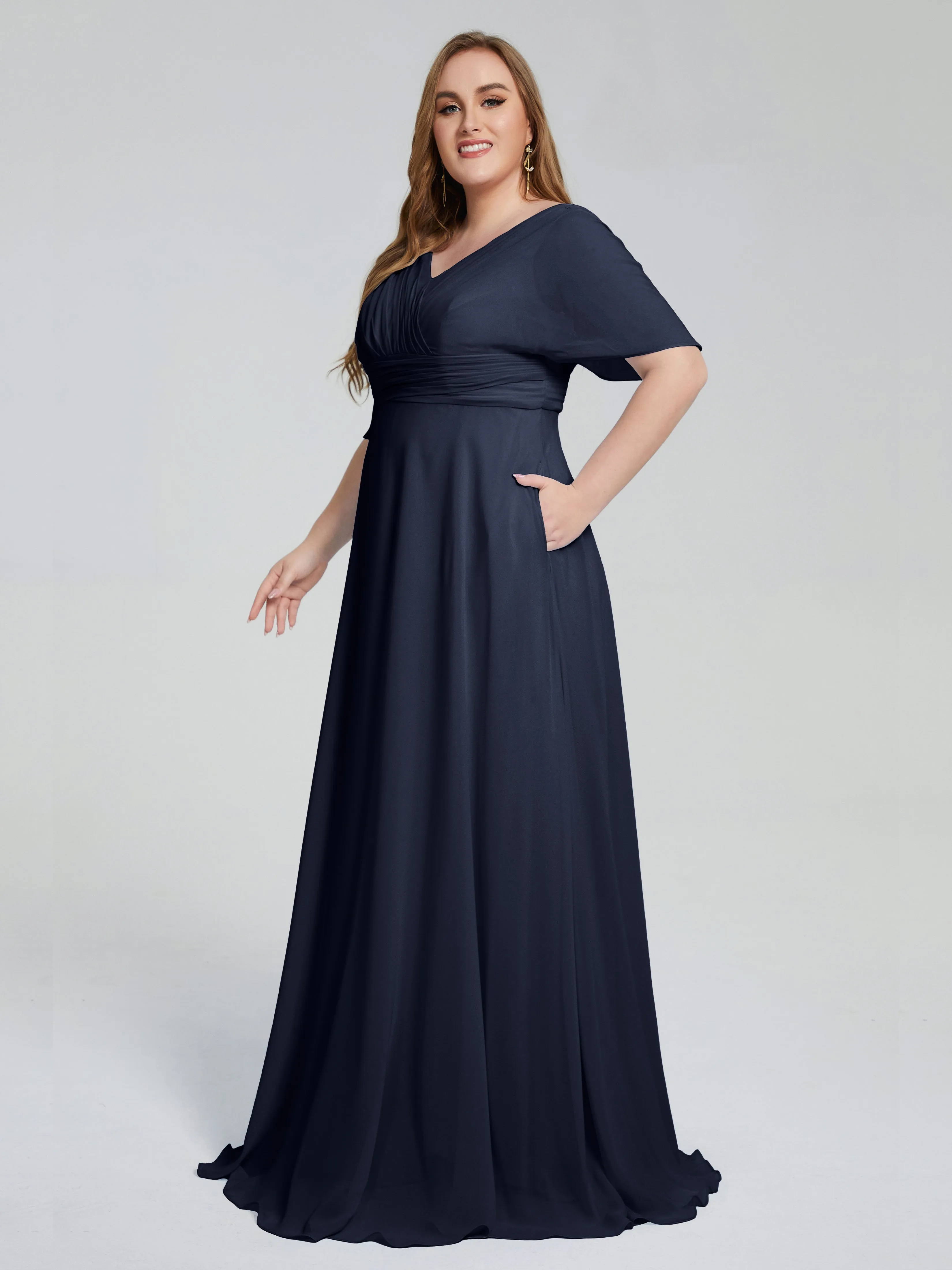 Daniela Elegant Short Sleeves Plus Size Bridesmaid Dresses