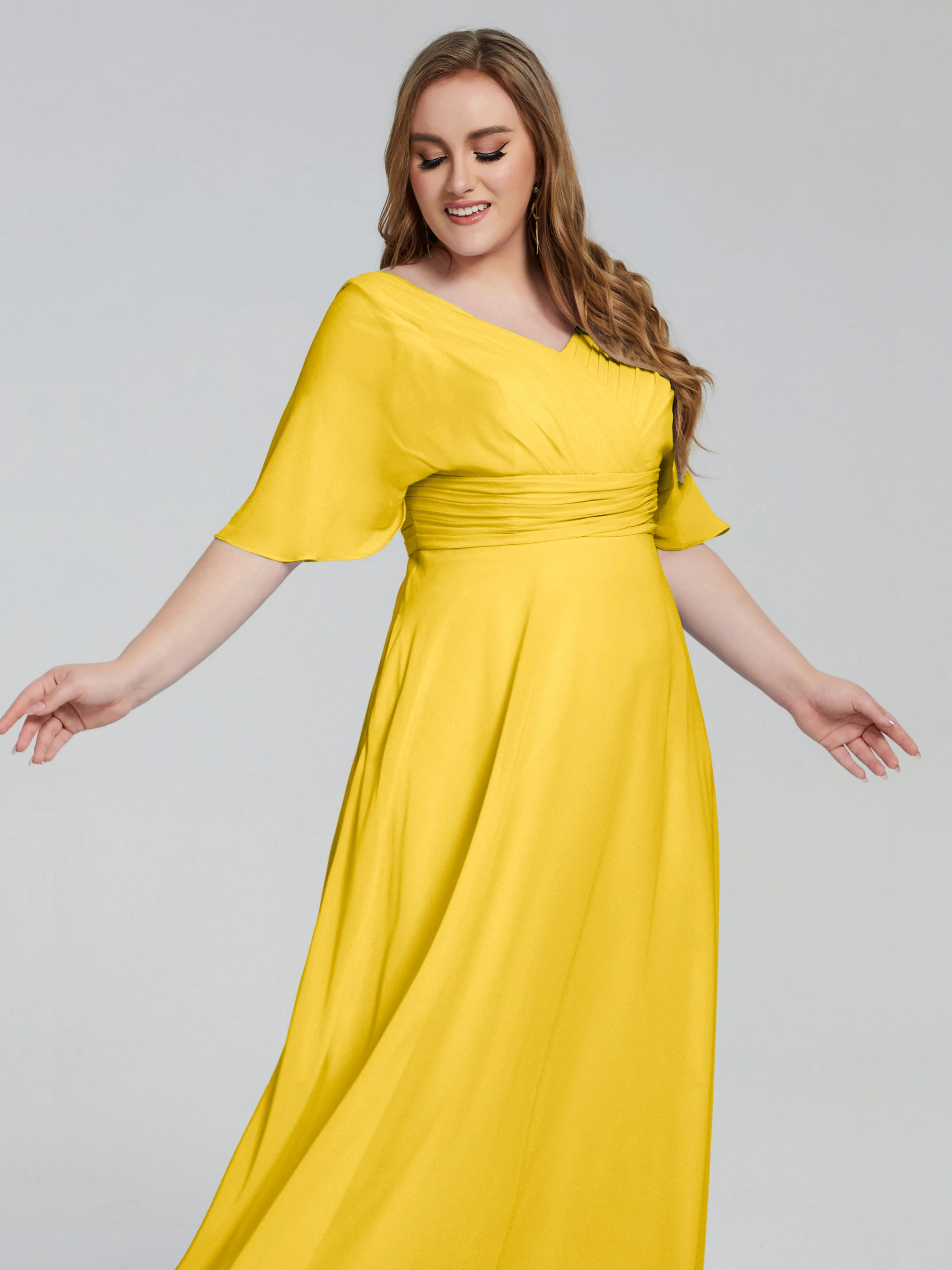 Daniela Elegant Short Sleeves Plus Size Bridesmaid Dresses